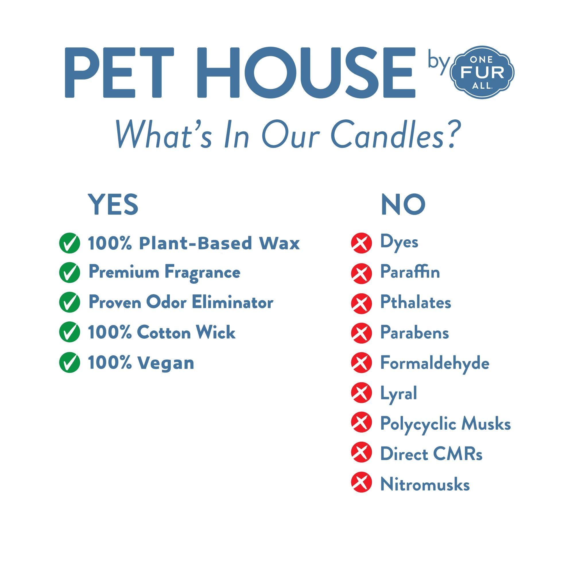 One Fur All Pet House Candle Pack - Plant-Based Soy Candle - Clean Burning, Long Lasting Pet Odor Eliminator - Vanilla Sandalwoo