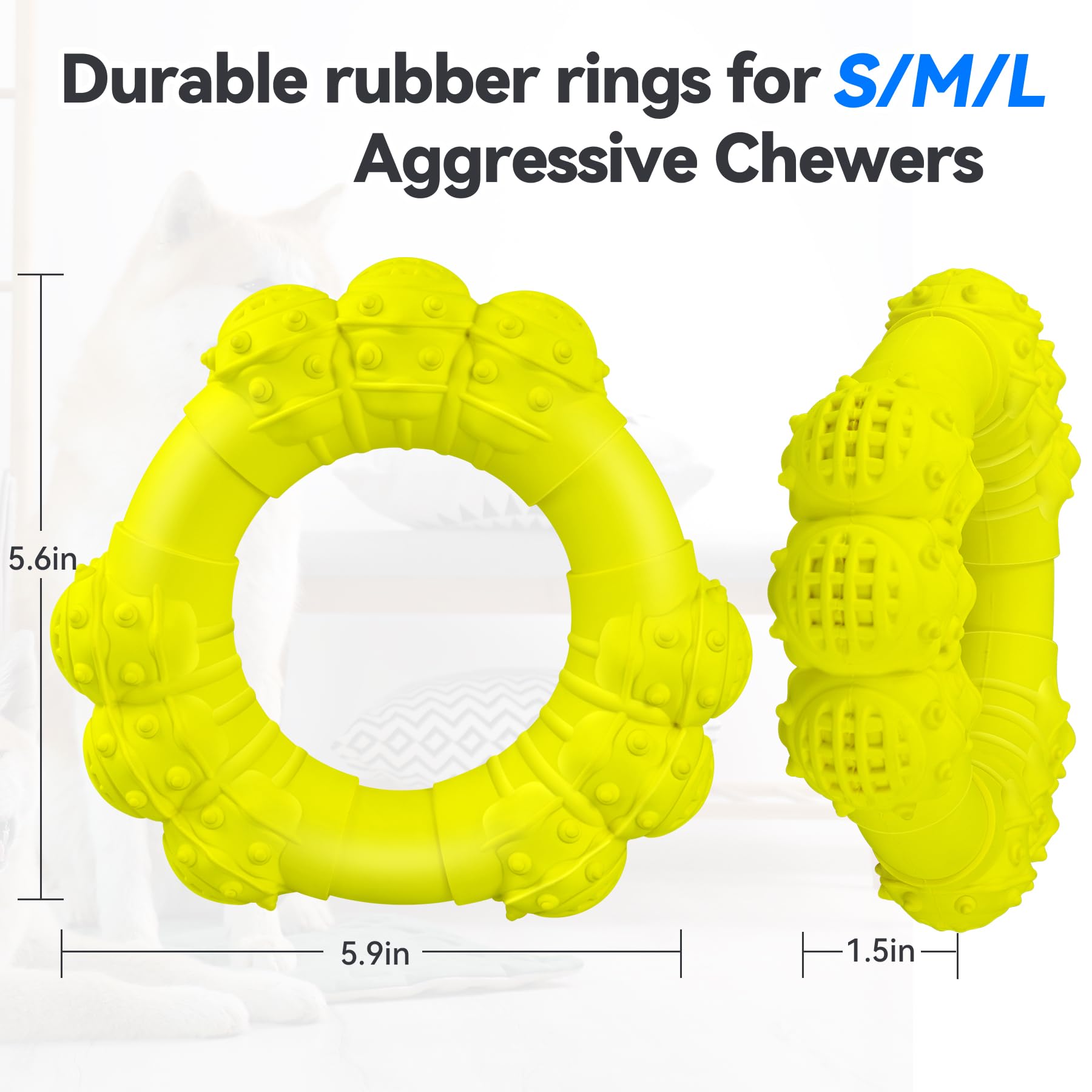 Daoziji Indestructible Dog Chew Ring Toys For Aggressive Chewers, Super Chewer Dog Toys For Medium Large Dogs, Puppy Teething Ri