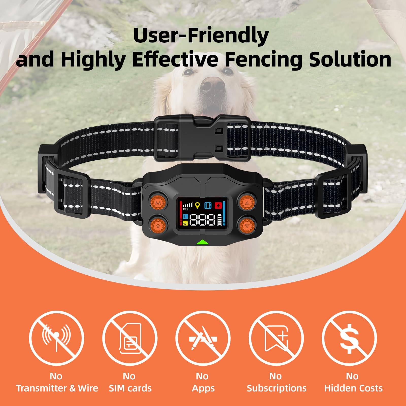 Wireless Dog Fence System, Smart Electric Dog Fence Collar With 3 Working Modes And Memory Function, Waterproof & Rechargeable P