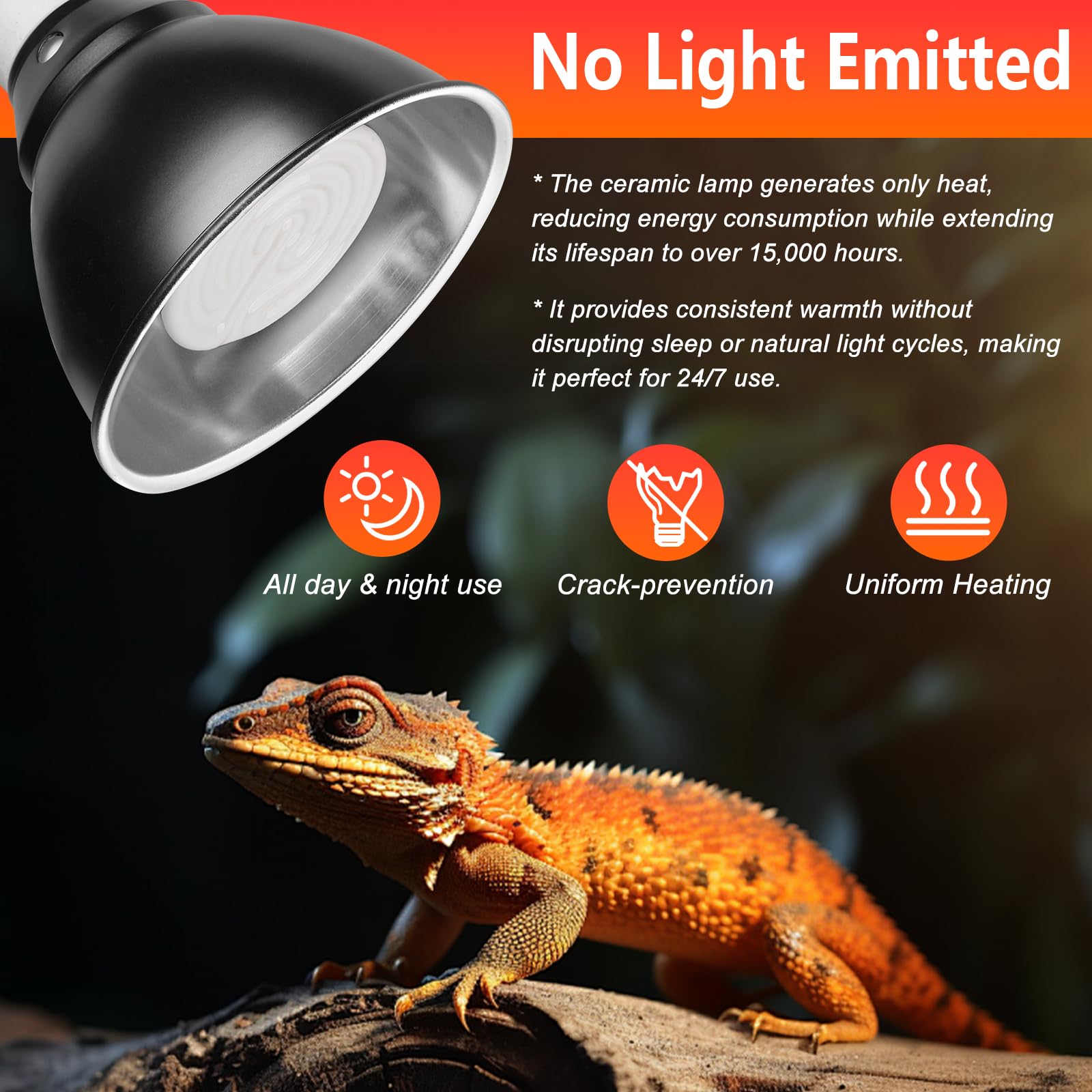 Boeespat Energy Efficient 75W Reptile Heat Bulbs, Pack Of 2 Ceramic Heat Emitters For Reptile Geckos, Bearded Dragon, Lizard, Ig