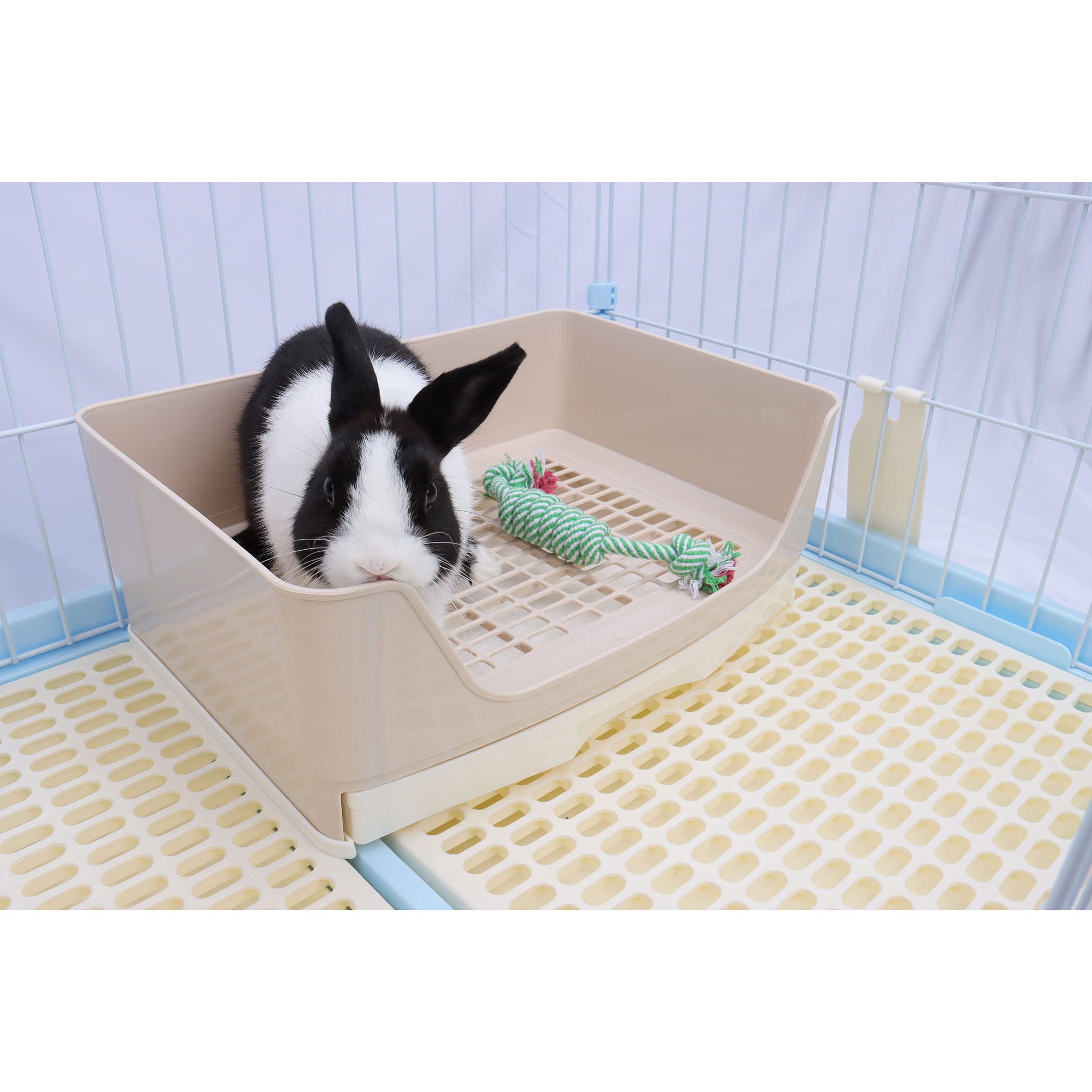 Rubyhome Oversize Rabbit Litter Box With Drawer, Corner Toilet Box With Grate Potty Trainer, Bigger Pet Pan For Adult Guinea Pig