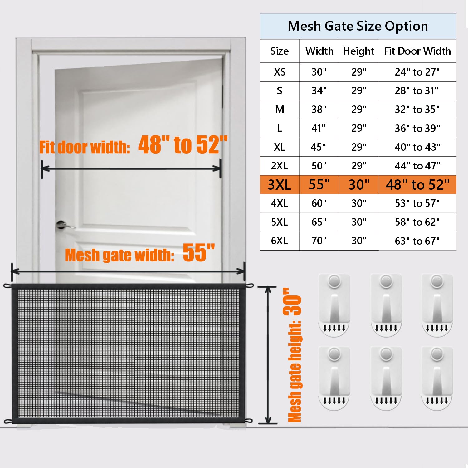 Dog Gate Indoor Pet Gates For Stairs: Dogs Screen Mesh Gate For The House Magic Gate For Kitchen Doorways Hallway Stairways Safety Porch Yard 30 Inch Tall, 55 Inch Wide