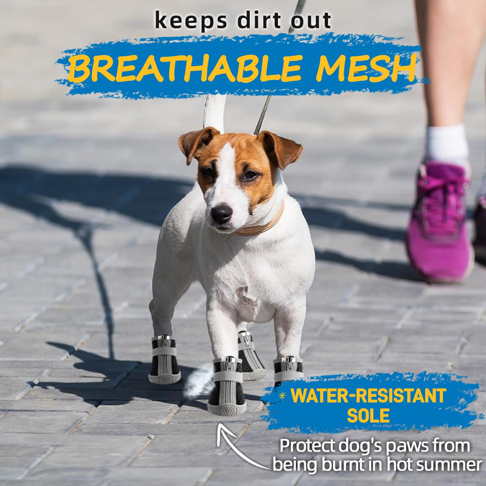 Dog Shoes For Small Dogs, Breathable Dog Boots Paw Protector For Hot Pavement Winter Snow, Dog Booties With Reflective Strips Ru