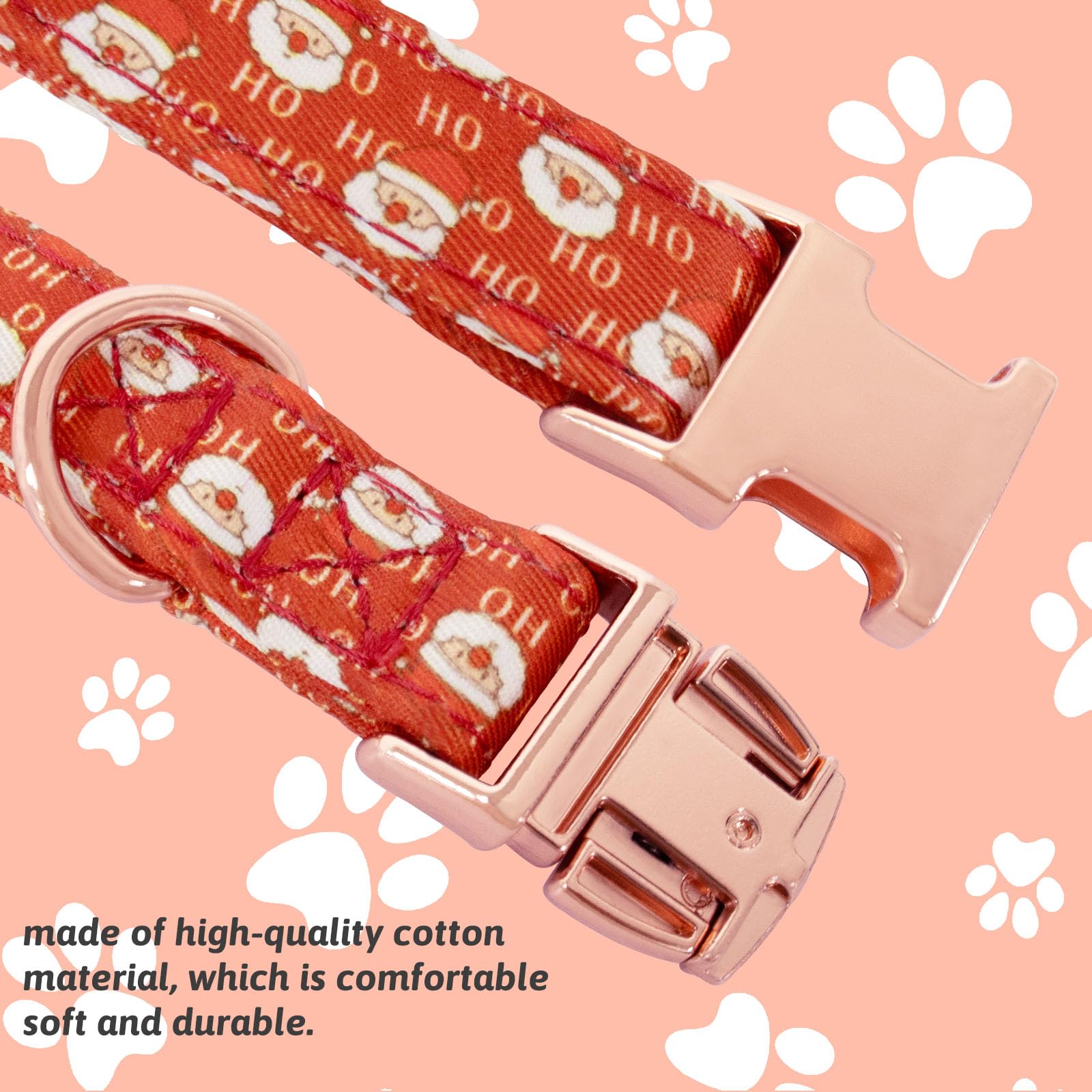 HSIGIO Dog Collar and Leash Set Girls Adjustable Puppy Collars with Christmas Bow Tie for Small Medium Large Female Dogs, Red Sa