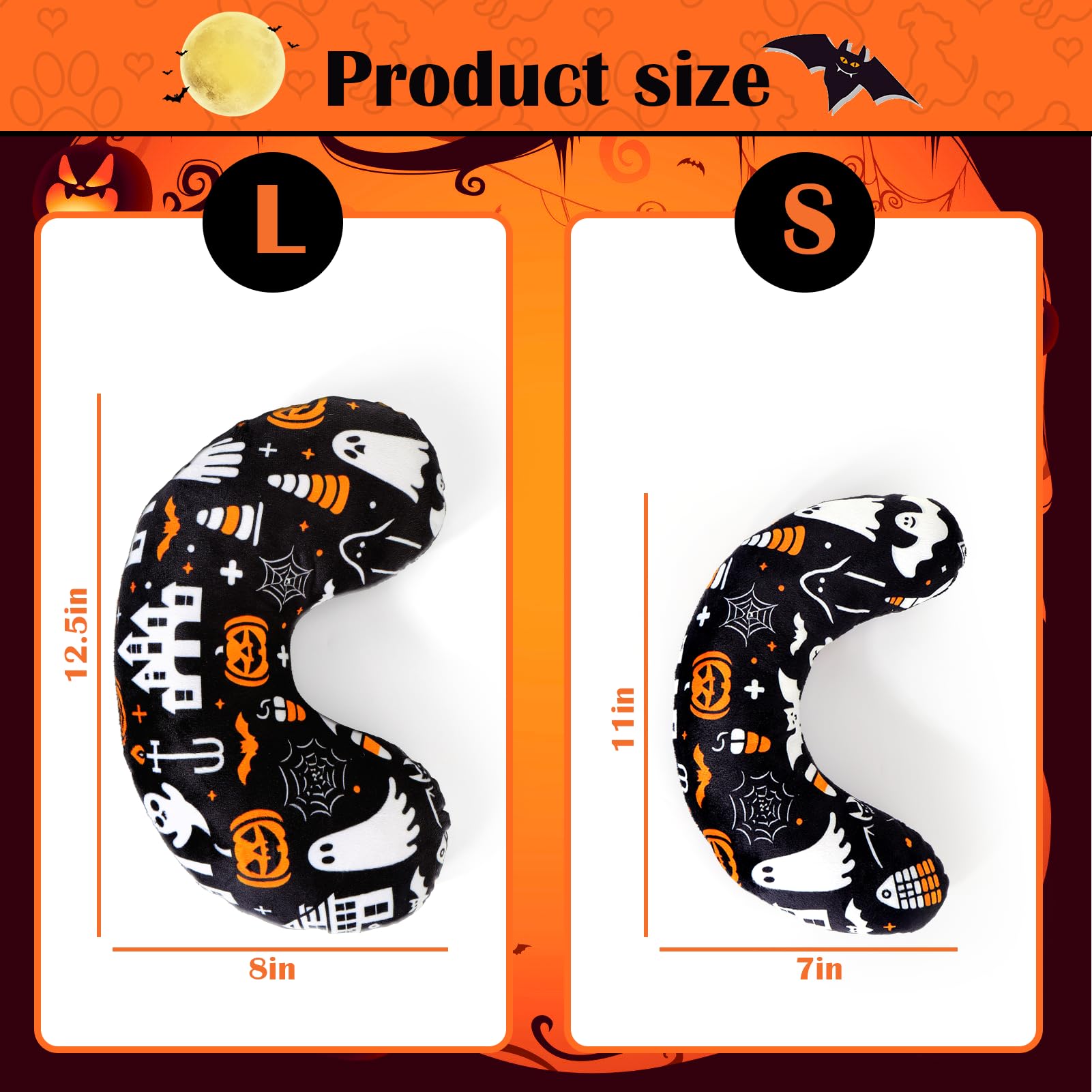 Baborui Halloween Dog Pillow For Small Dogs, U Shaped Dog Neck Calming Pillow For Joint Relief Sleeping Improve, Machine Washabl