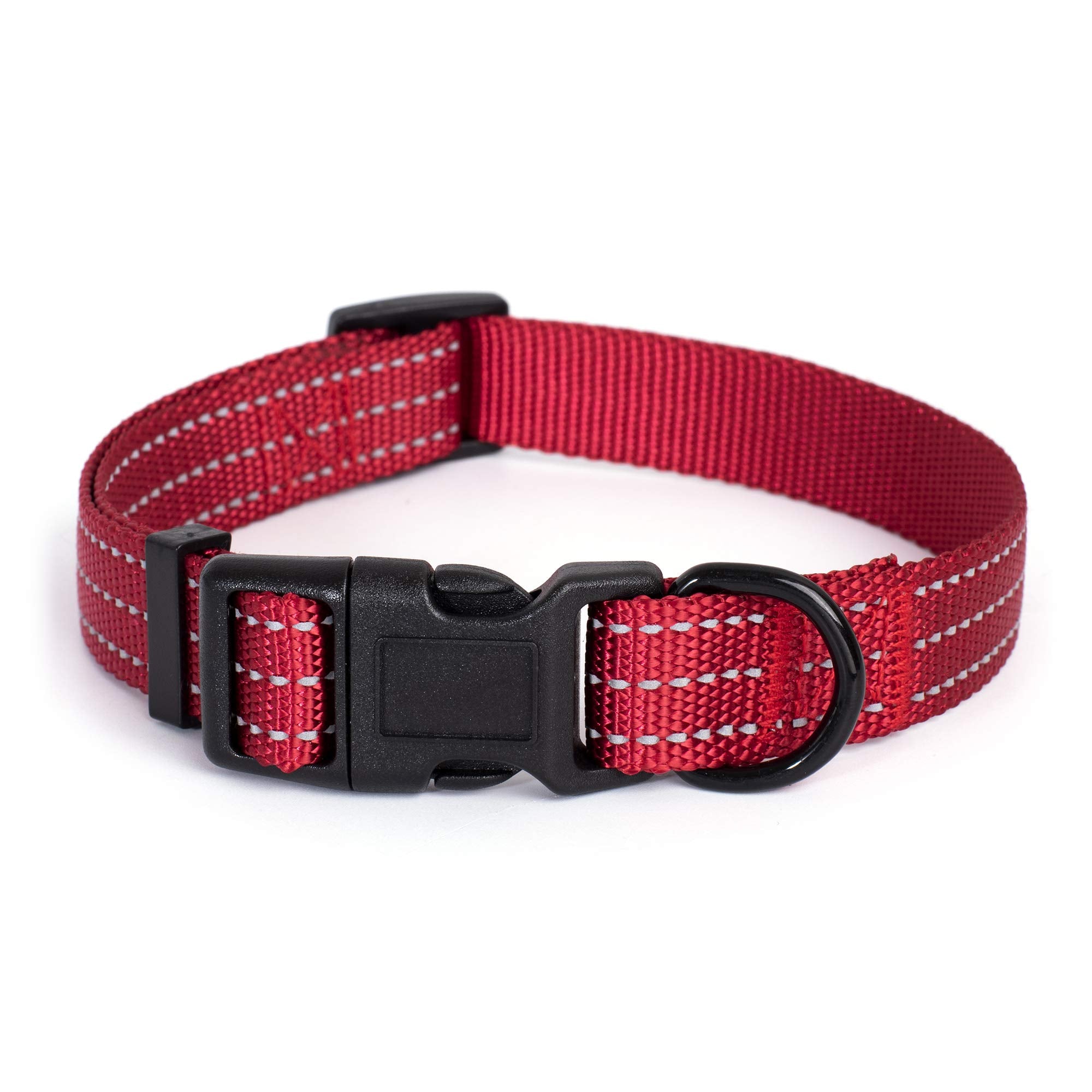 Mile High Life Dog Collar | Nylon Reflective Dog Collars | Light Weight Puppy Collars | Red Dog Collars For Medium Dogs (Solid R