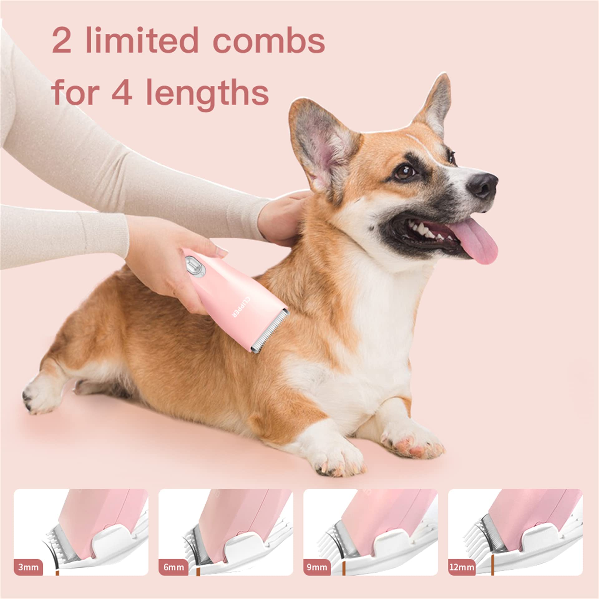 Founouly Dog Cat Home Hair Clipper Portable Electric Pet Grooming Kits,Pink,Ts006