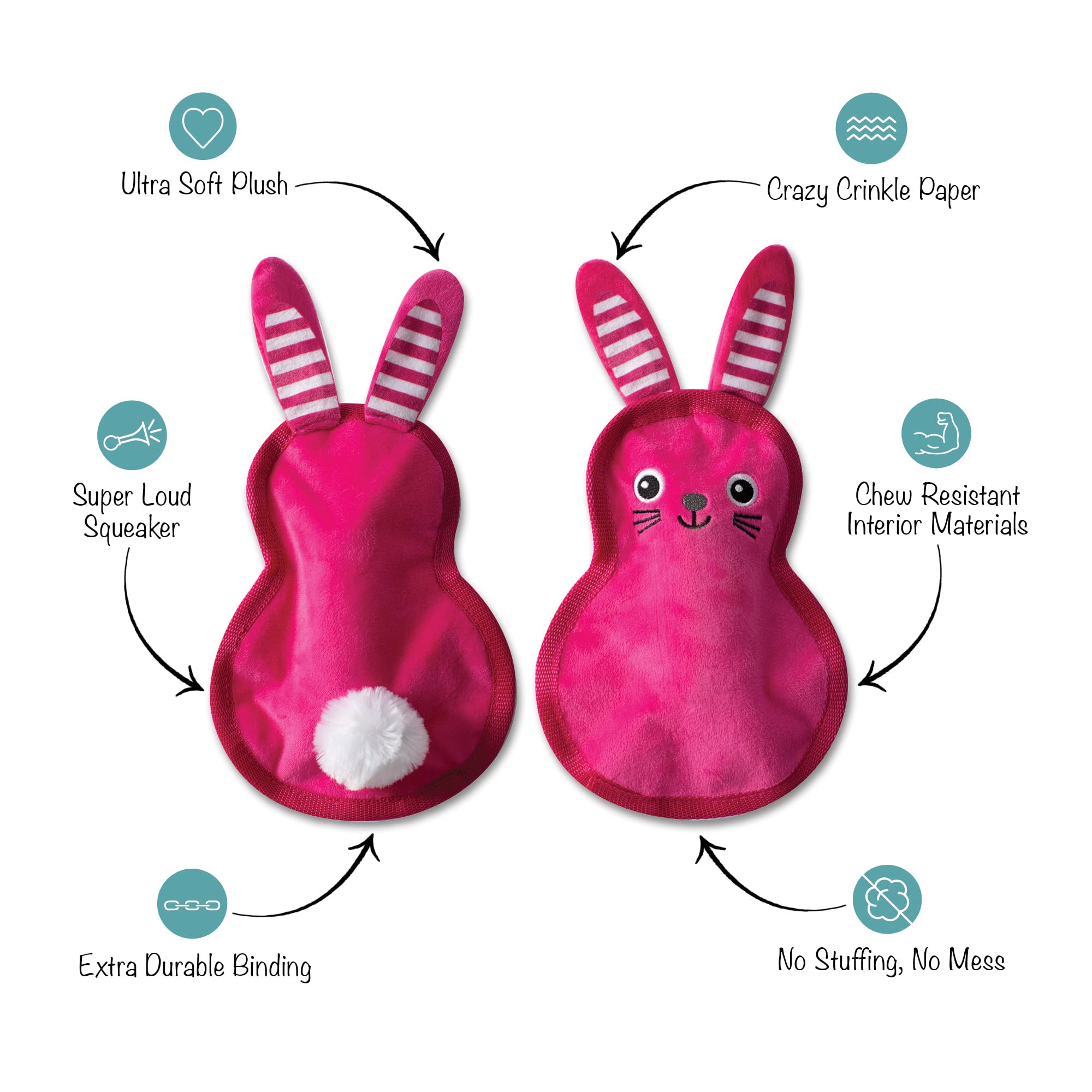 Fringe Studio Durable Plush Dog Toy, Miss Cottontail, Pet Shop Collection (729095)