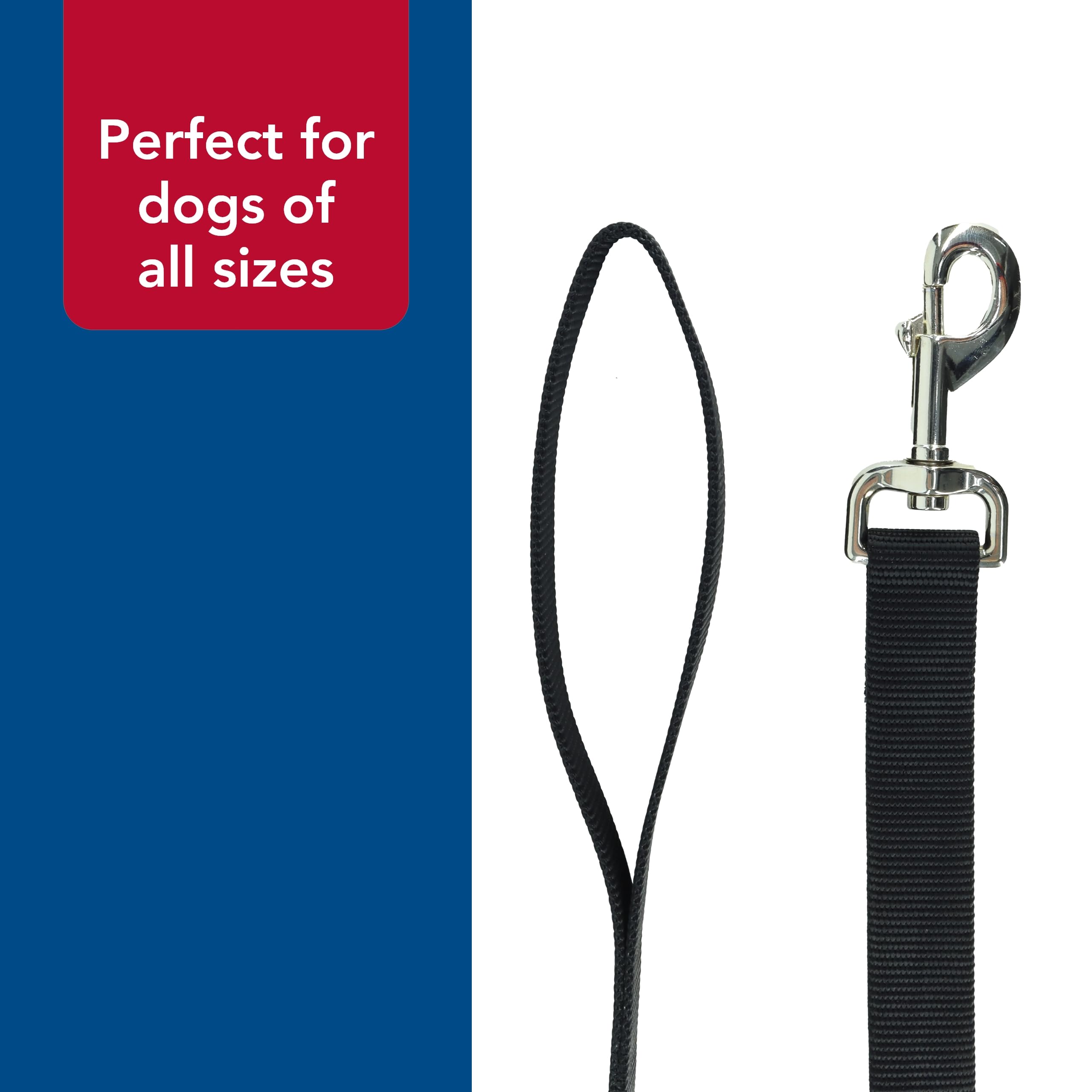 Coastal Pet Single-Ply Dog Leash - Sturdy Pet Leash - Comfortable & Stylish - Resists Fraying - Vibrant & Fade-Resistant Color - Black, 3/4' X 6'