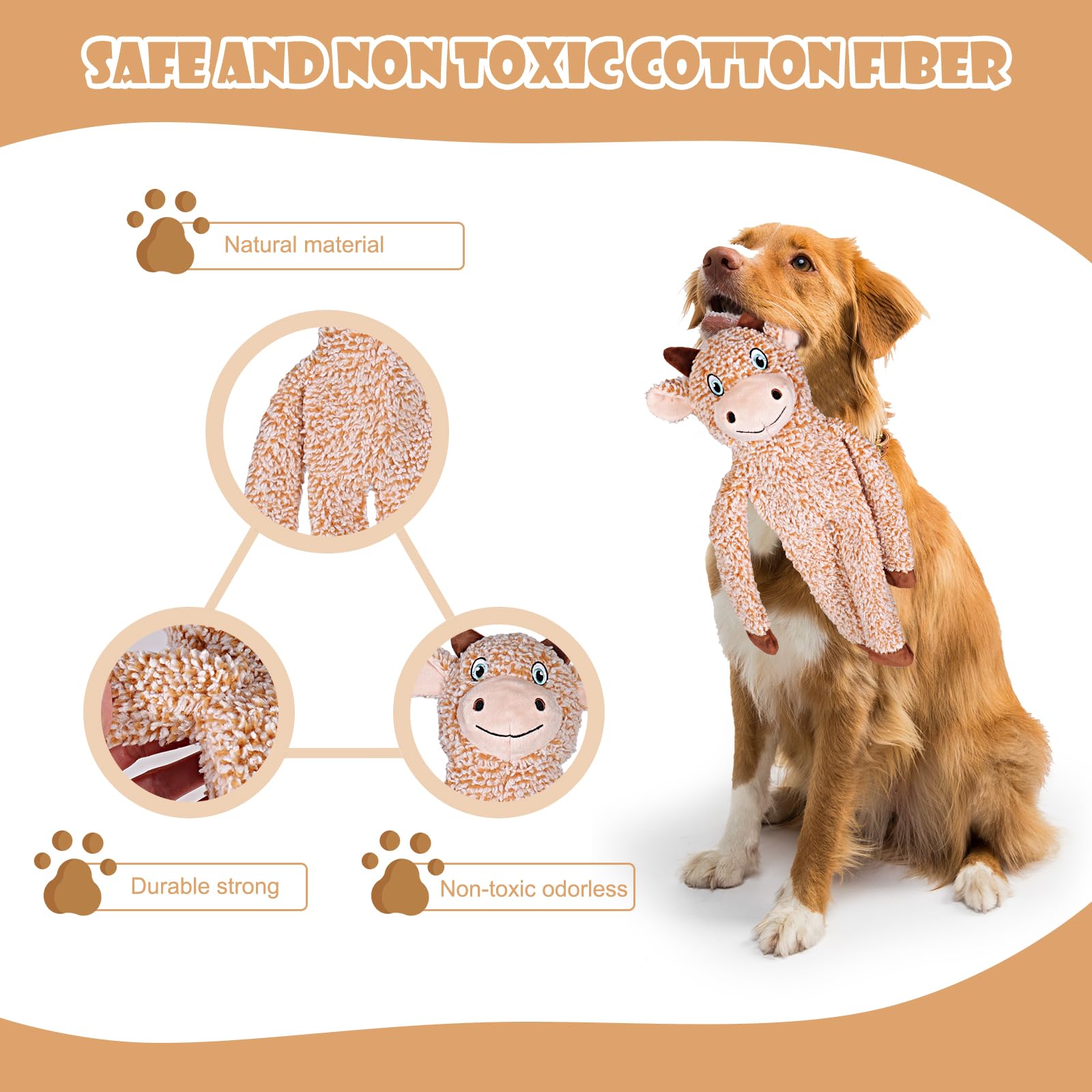 Rabbit No Stuffing Dog Toys For Large Dogs, Squeaky Crinkle Interactive Dog Animals Toys, Plush Teething To Keep Them Busy, Cute