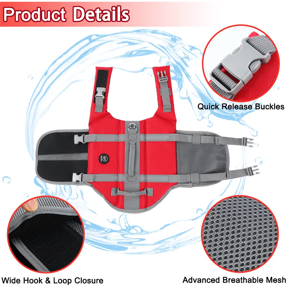 Emust Dog Life Preserver, Dog Flotation Vest For Swimming, Beach Boating With High Buoyancy, Pet Water Vest For Small/Medium/Lar