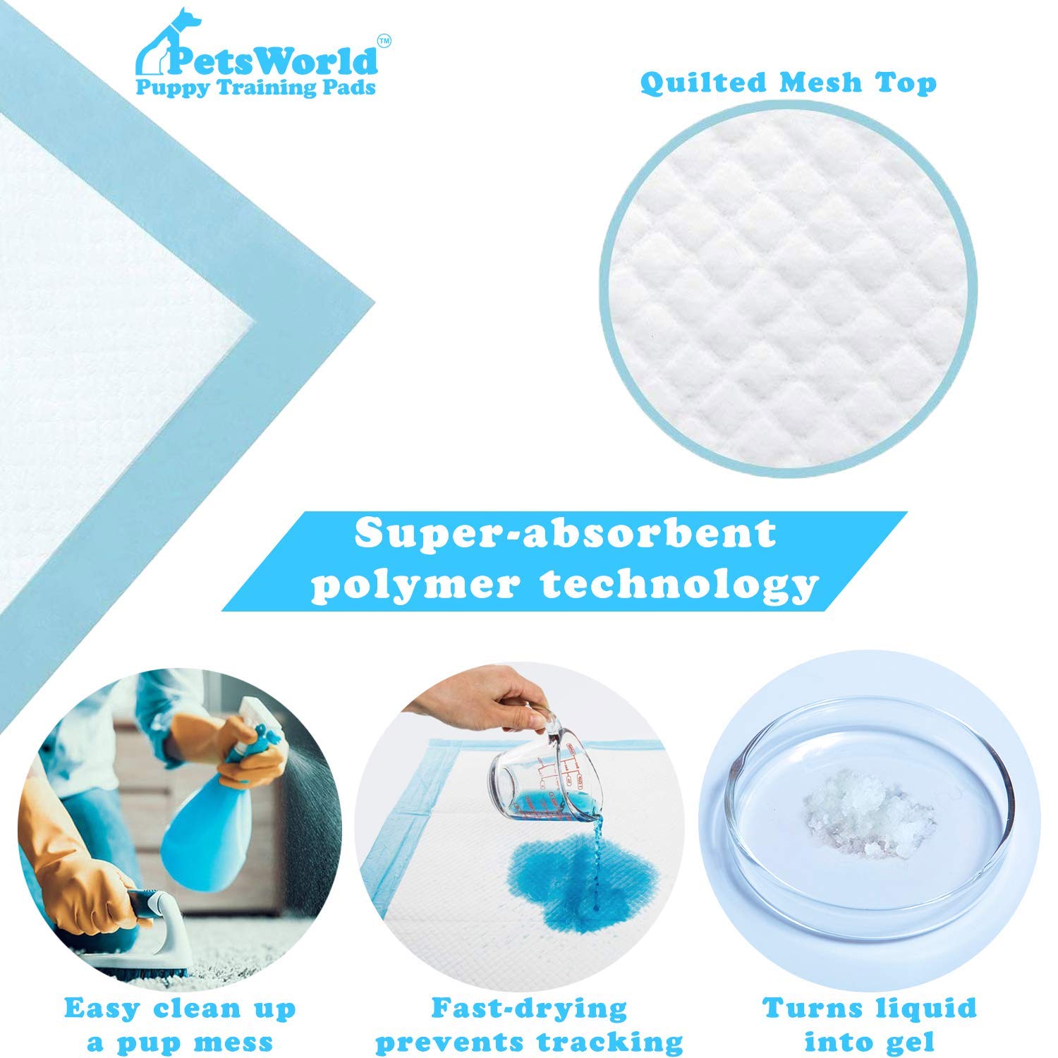 Petsworld Giant Potty Pads For Pets, Odor Eliminating 36' X 36',100 Count Pee Pads For Dogs, Gigantic Great Dane Pads, 5 Layer Ultra Absorbent Technology, Leak Proof Training Pads For Dogs & Cats