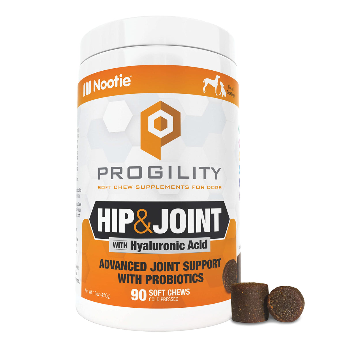 Nootie Progility Daily Hip & Joint Chews For Dogs - Supports Joint Health, Joint Pain Relief, Helps Improve Mobility With Hyaluronic Acid, Glucosamine, Chondroitin, And Msm - For All Dog Sizes - 90 Ct