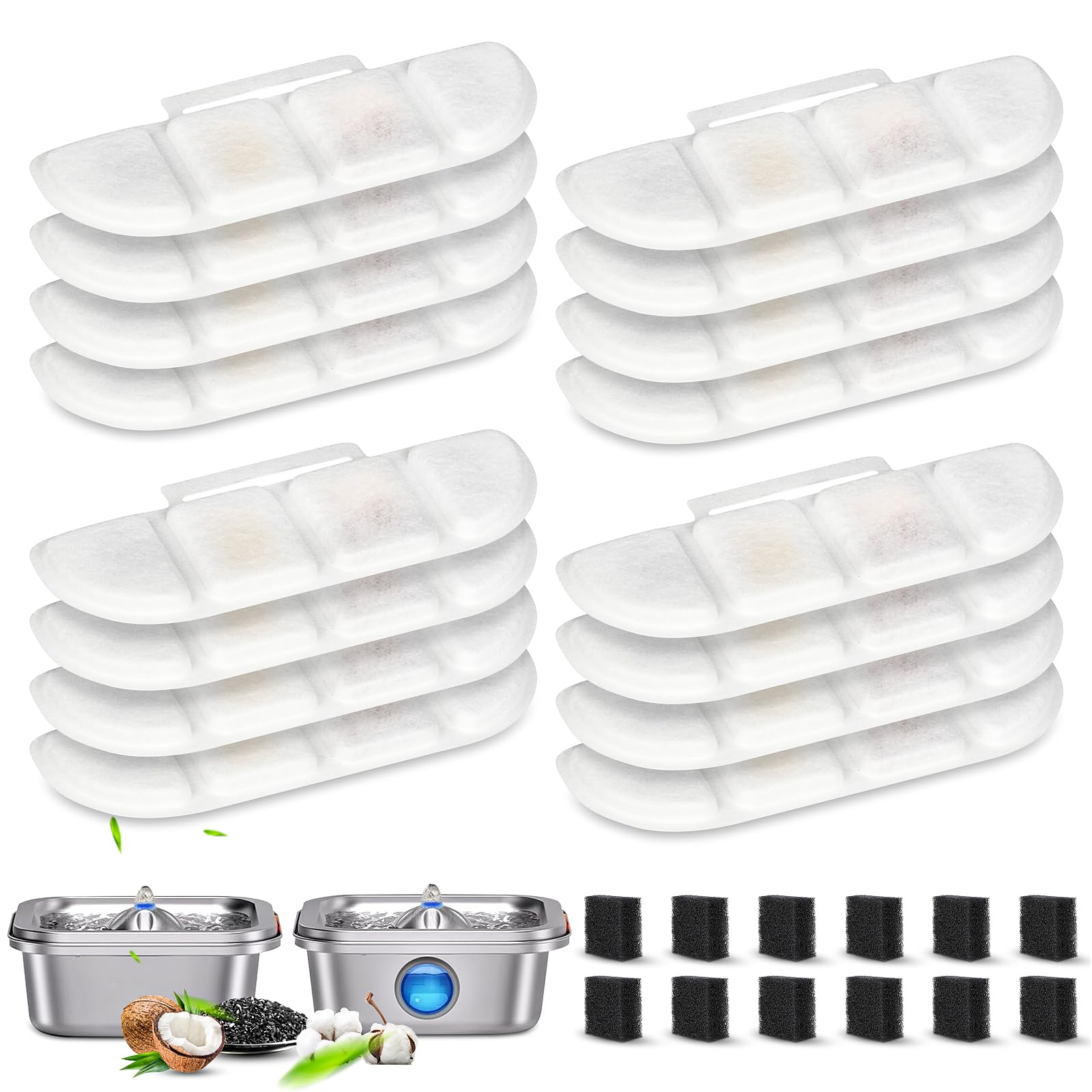 Ktnaid 12 Pack Replacement Filters Compatible With Pawtners Wf008A Pet Cat Dog Water Fountain (4L/135Oz), Refill Filters With 12