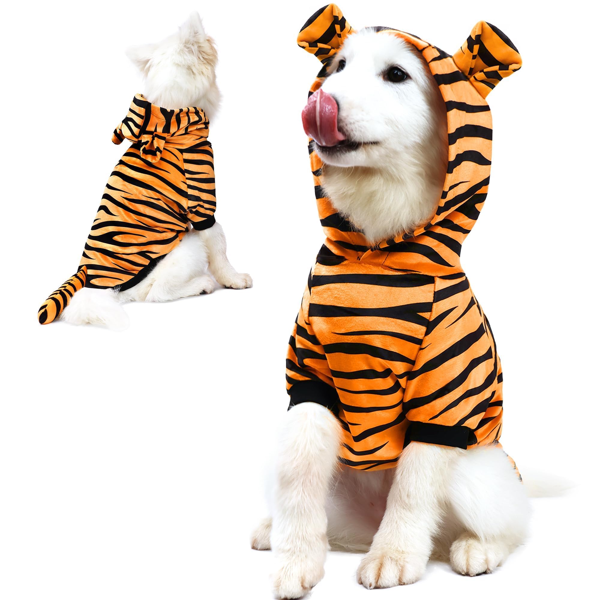 Nacoco Halloween Dog Tiger Costume-Pet Cosplay Clothes Cat Coat Hoodie Outfits Warm Winter Apparel For Dog Small And Medium Cat(