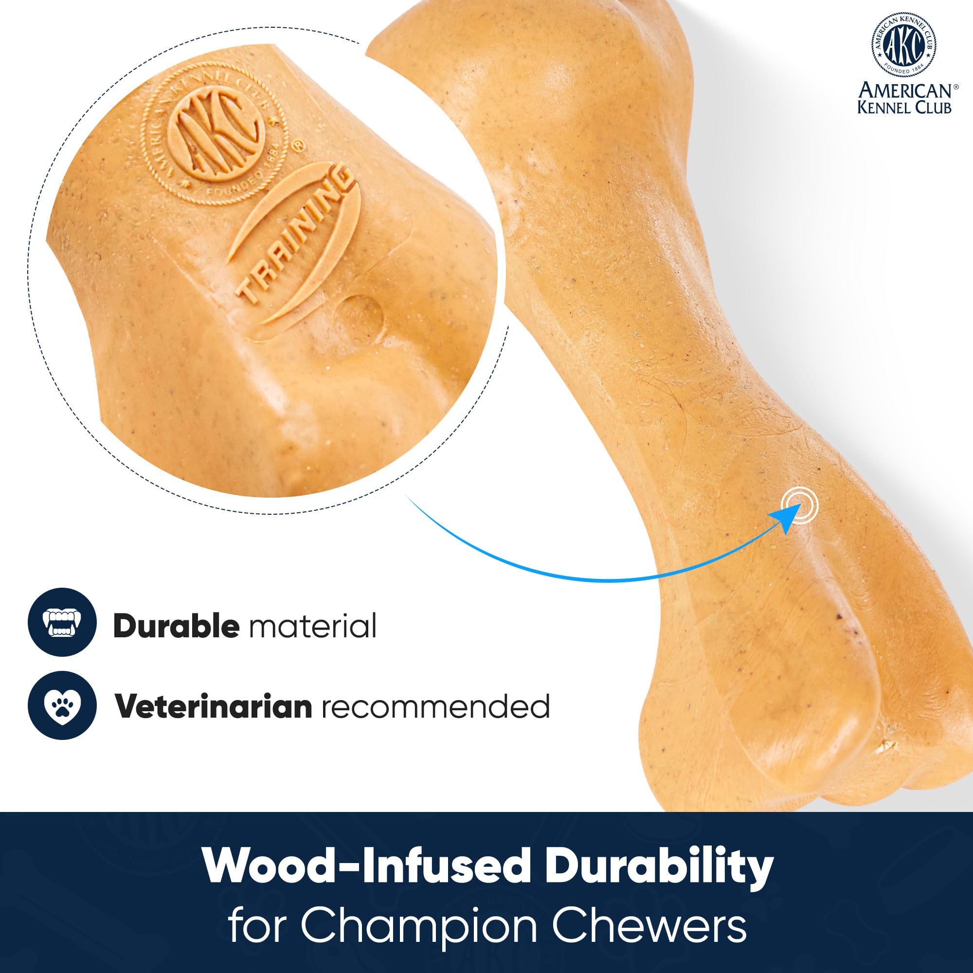 American Kennel Club Akc Training Wood-Infused Dog Chew Toy - Moderate Chewers, Durable & Long-Lasting, Beef Scented, Supports D