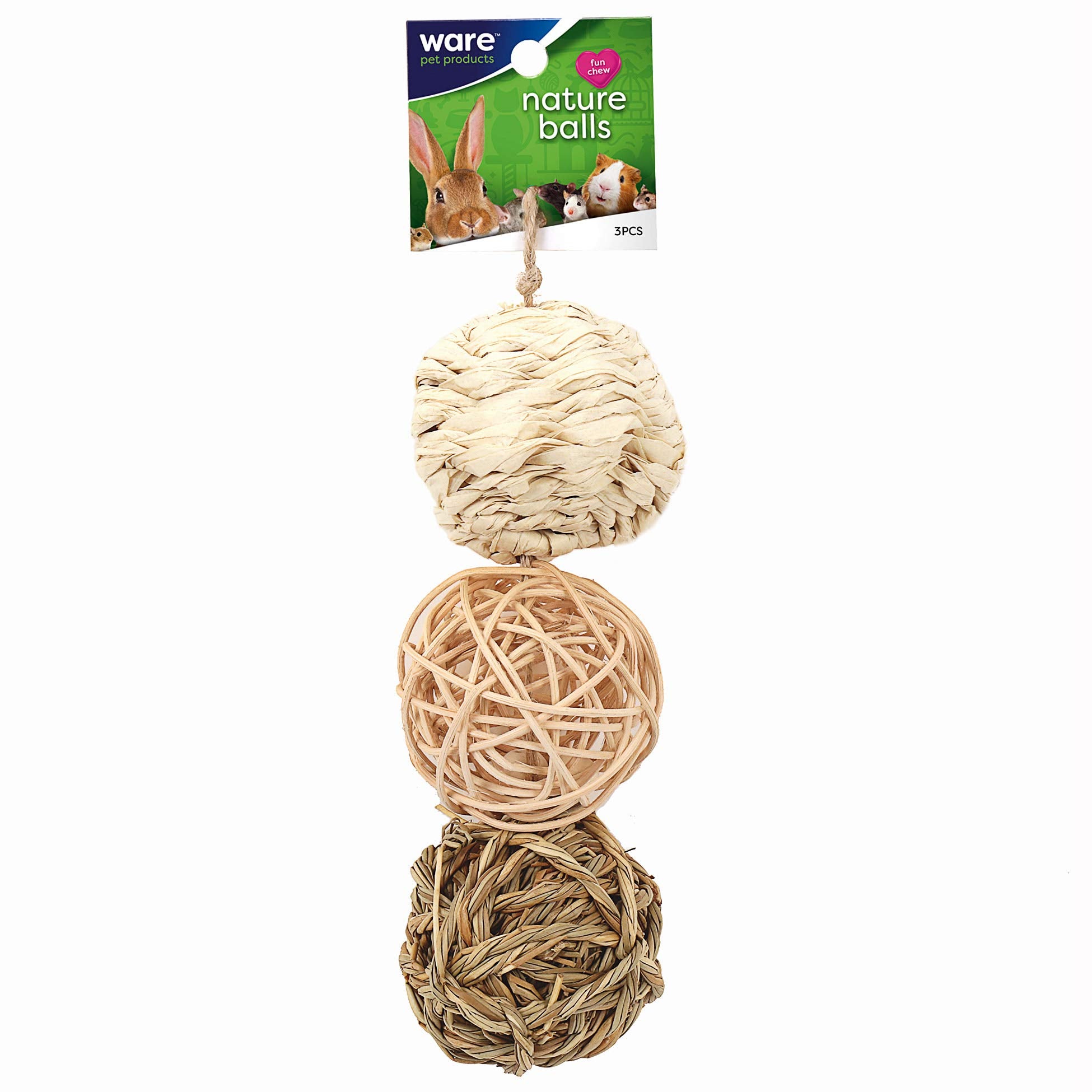 Ware Manufacturing Small Pet Nature Chew Balls Value Pack With Bell, Pack Of 3