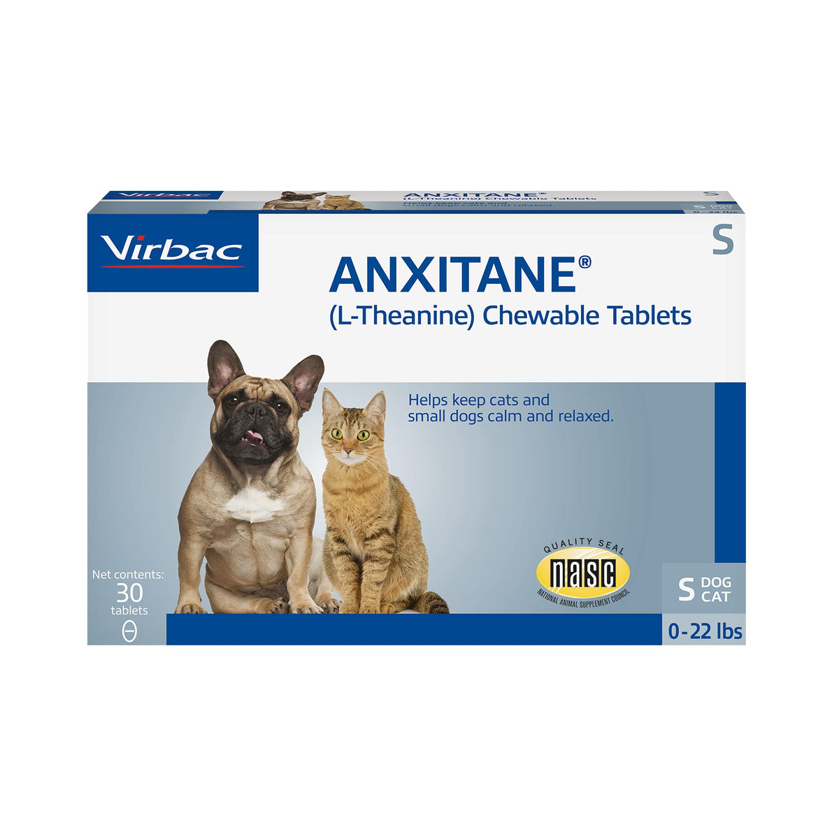 Virbac Anxitane Tablets, Small Dog/Cat, 50Mg, 30 Count