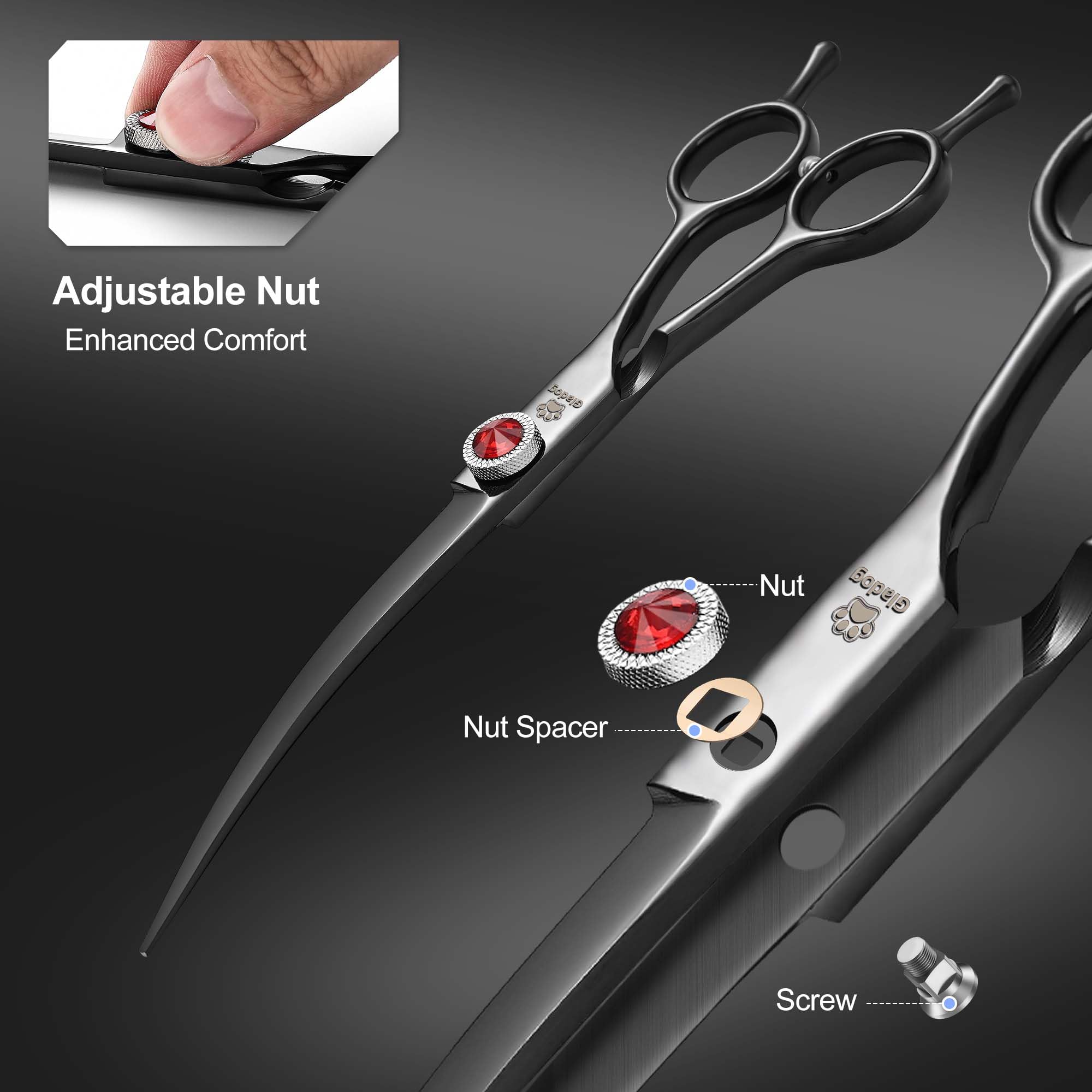 Gladog 7 Inch Professional Dog Grooming Scissors Kit, Titanium Dog Scissors For Grooming, Heavy-Duty Dog Shears For Grooming, 6-