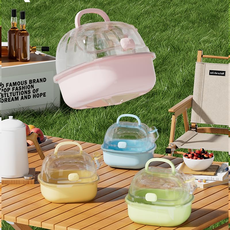 Misyue Small Pink Animal Carrier Cage with Water Bottle - Portable Hamster Travel Case for Gerbils, Mice, and Dwarf Hamsters