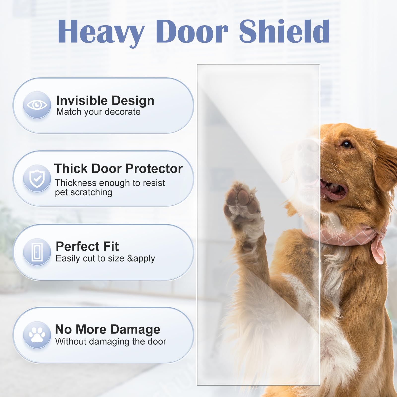 Delffyns Door Scratch Protector From Dog Scratching, 200'' X 8.3'' Anti Scratch Guard Deterrent Tape, Ultra Durable Pad For Cats