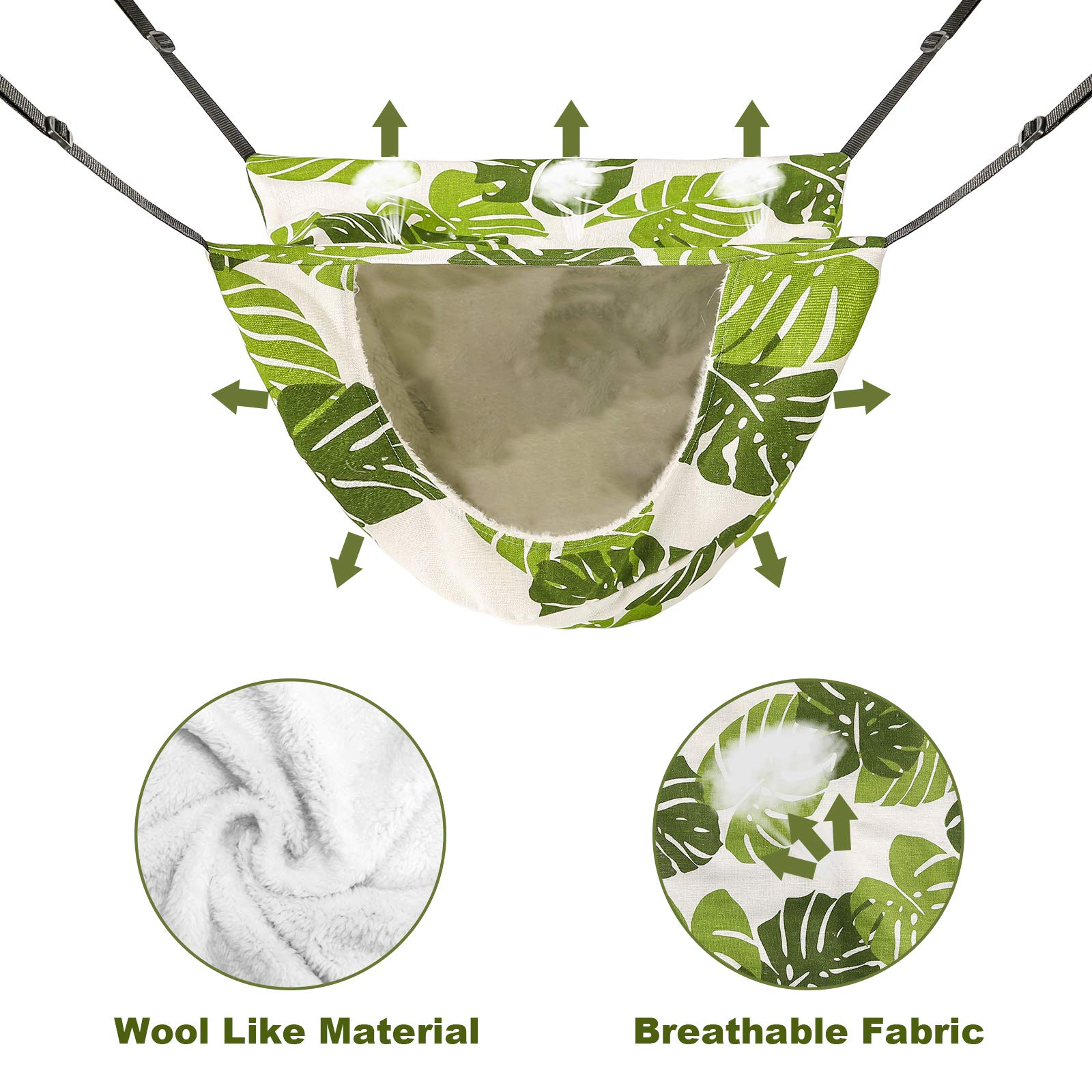 Onenin Cat Cage Hammock,Hanging Soft Pet Bed For Kitten Ferret Puppy Rabbit Or Small Pet,Double Layer Hanging Bed For Pets,2 Level Indoor Bag For Spring/Summer/Winter (Green & White)