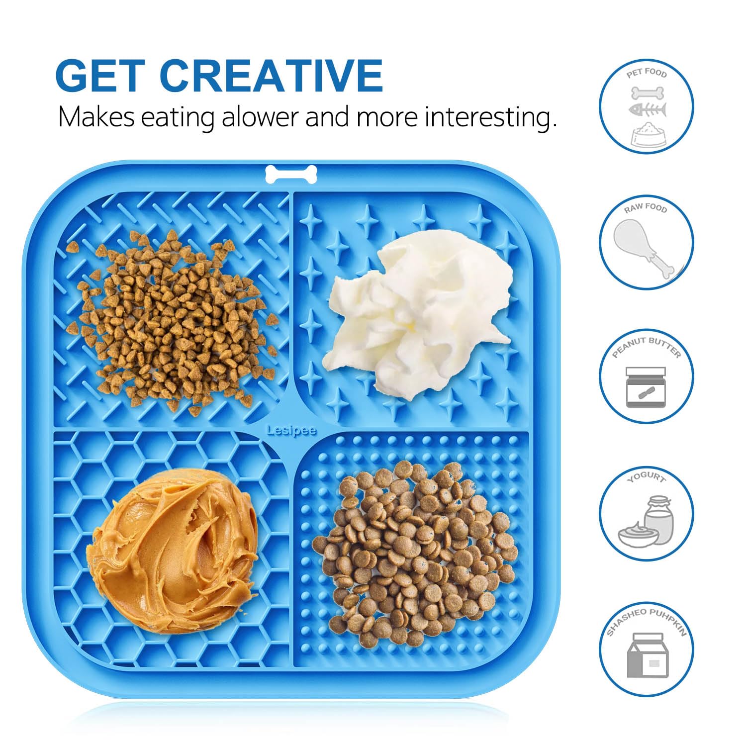 Lesipee Licking Mat For Dogs & Cats 2 Pack, Slow Feeder Lick Pat, Anxiety Relief Dog Toys Feeding Mat For Butter Yogurt Peanut,