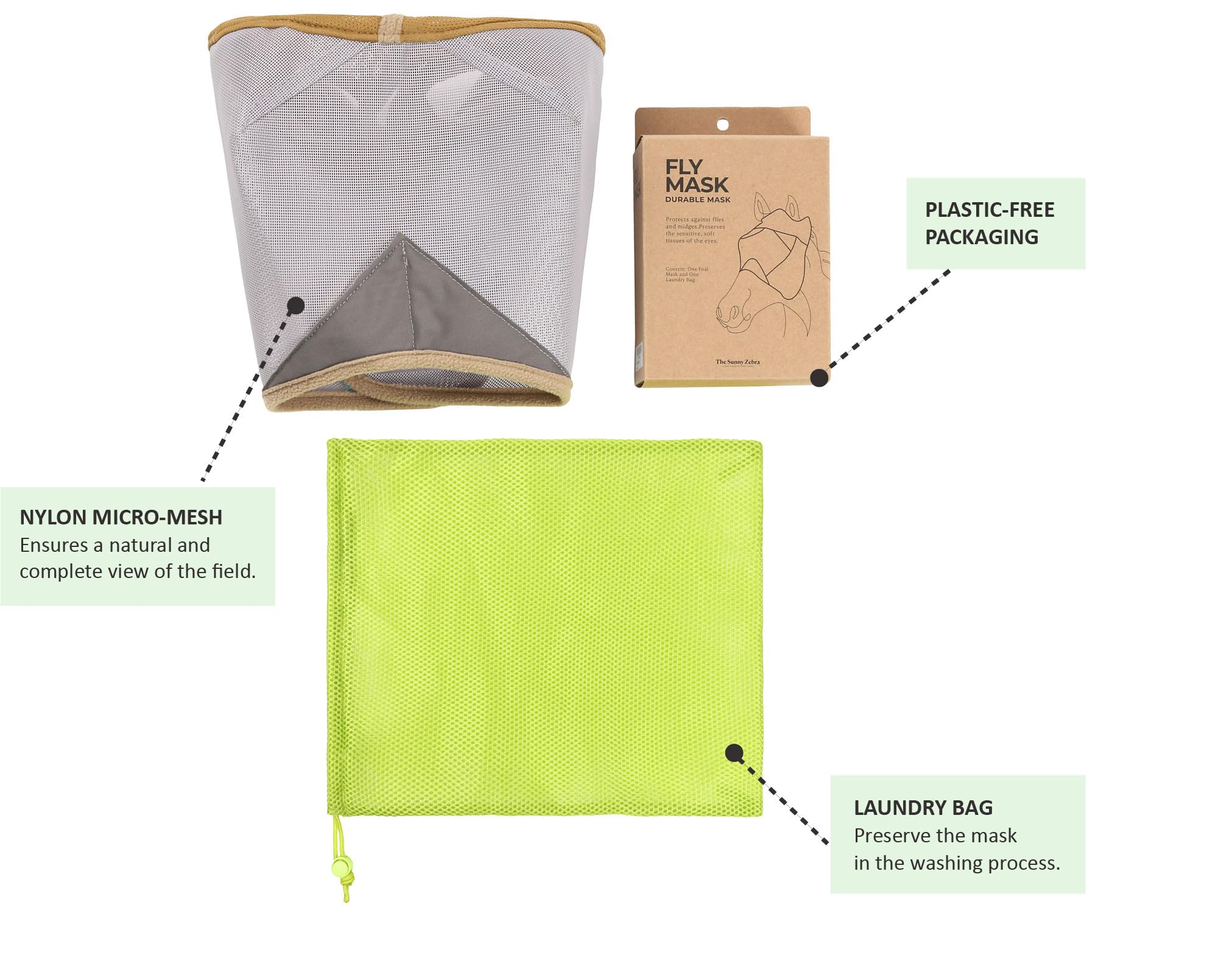 Fly Masks for Horses, Standard No-Ear Flymask, 70% Uv-Block, Breathable Fly Mask for Equines, Durable, Comfortable Fit for All-D