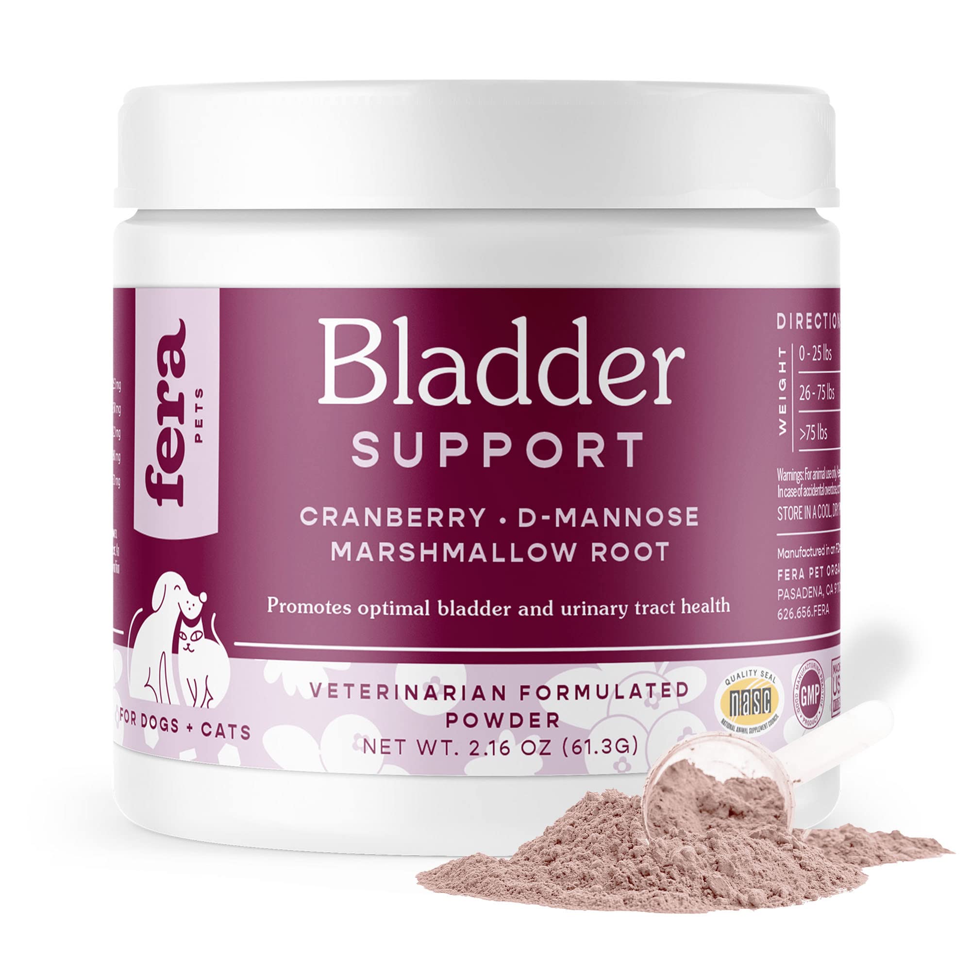 Fera Pets Bladder Cranberry Supplement for Dogs & Cats - Kidney & Urinary Cleanse - D-Mannose with Cranberry, Stinging Nettle & 