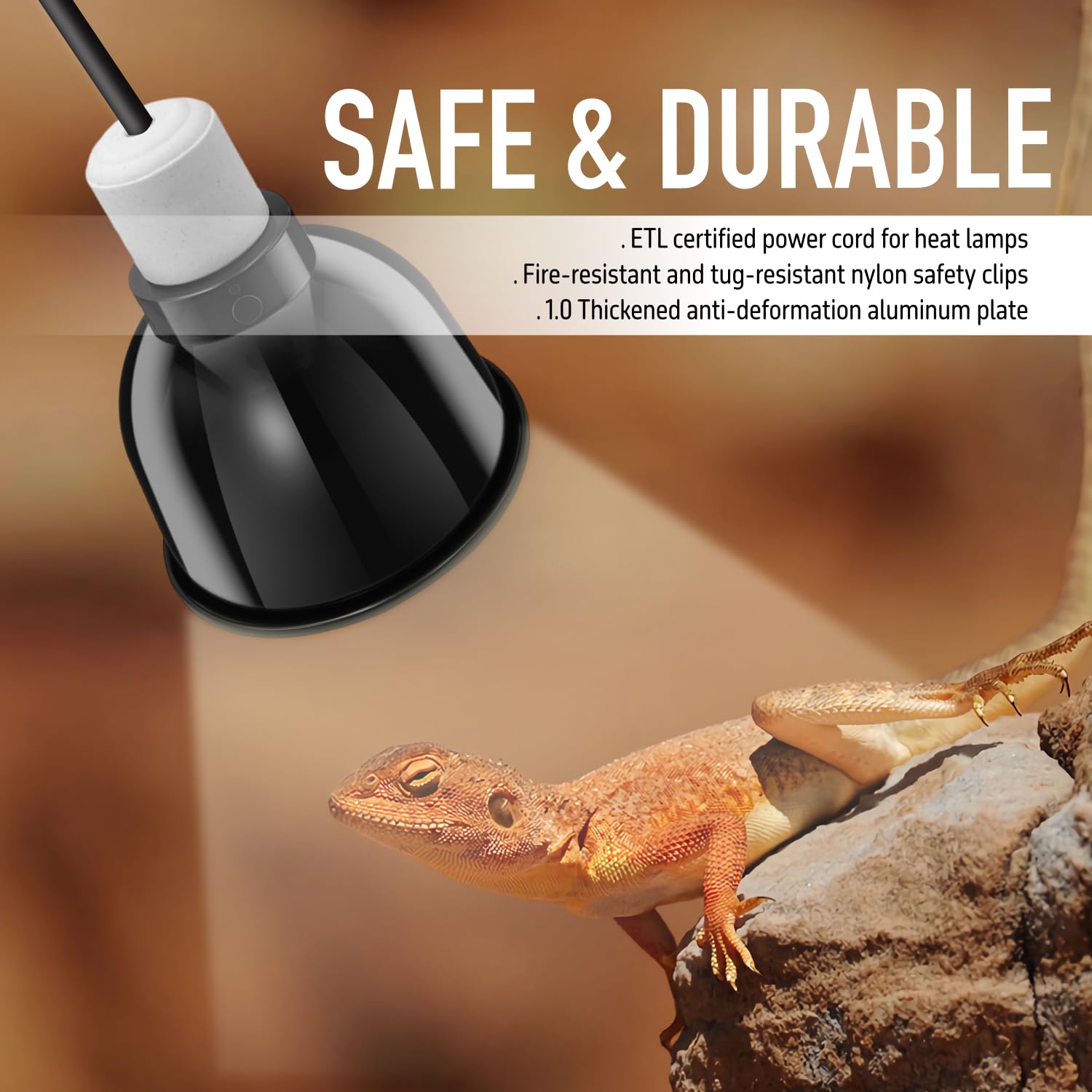 ReptiKing Reptile Light Fixture, 5.5'' Standard Dome, Fits Reptile Heat Lamp Bulb/Ceramic Heat Emitter, Reptile Heat Lamp Fixtur