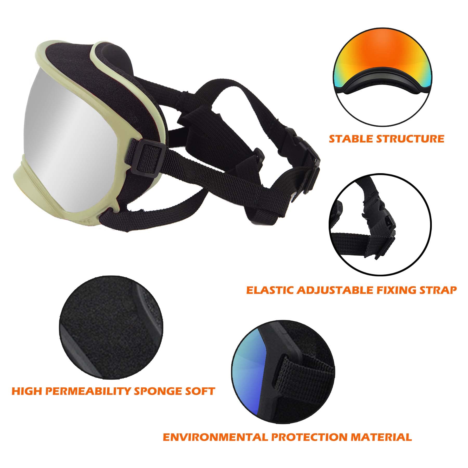 Winproof Large Dog Sunglasses With Adjustable Strap, Uv Protection, Soft Goggles For Medium-Large Dogs