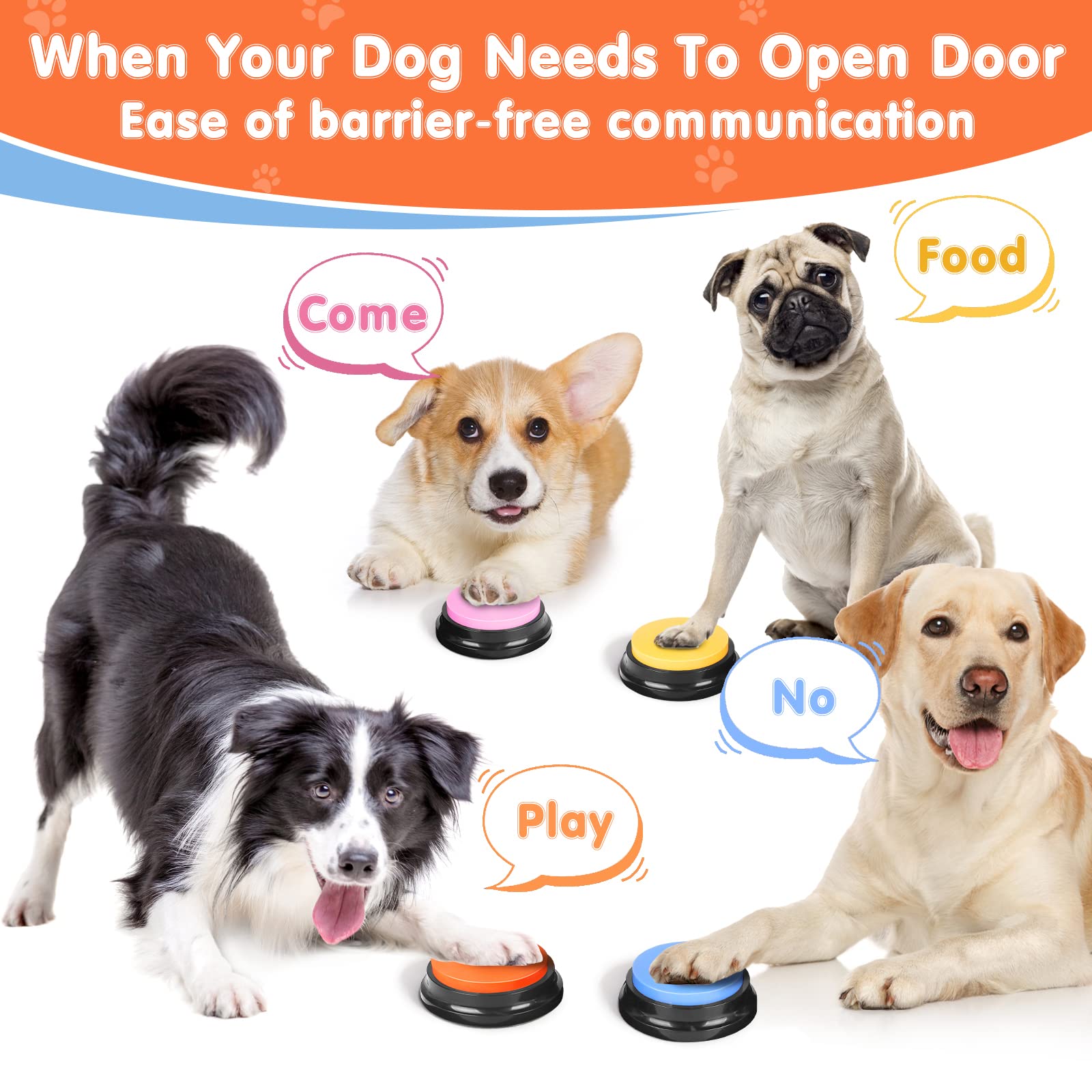 DCIAER Talking Buttons for Dogs - 6 Recordable Sound Buttons, 24 Scene Patterns, 1 Mat, 12 AAA Batteries - Pet Training Toy