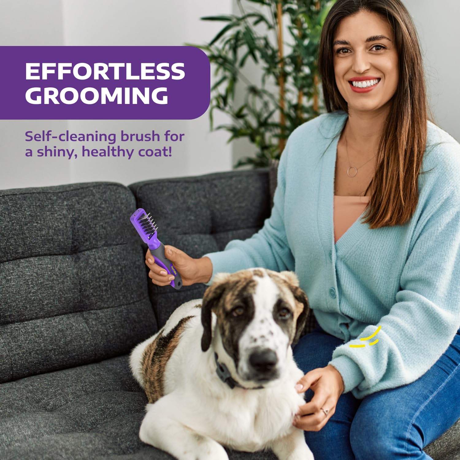 Hertzko Grooming Dematting Comb For Dogs And Cats - Stainless Steel Undercoat Rake For Shedding And Tangled Fur - Ergonomic Hand