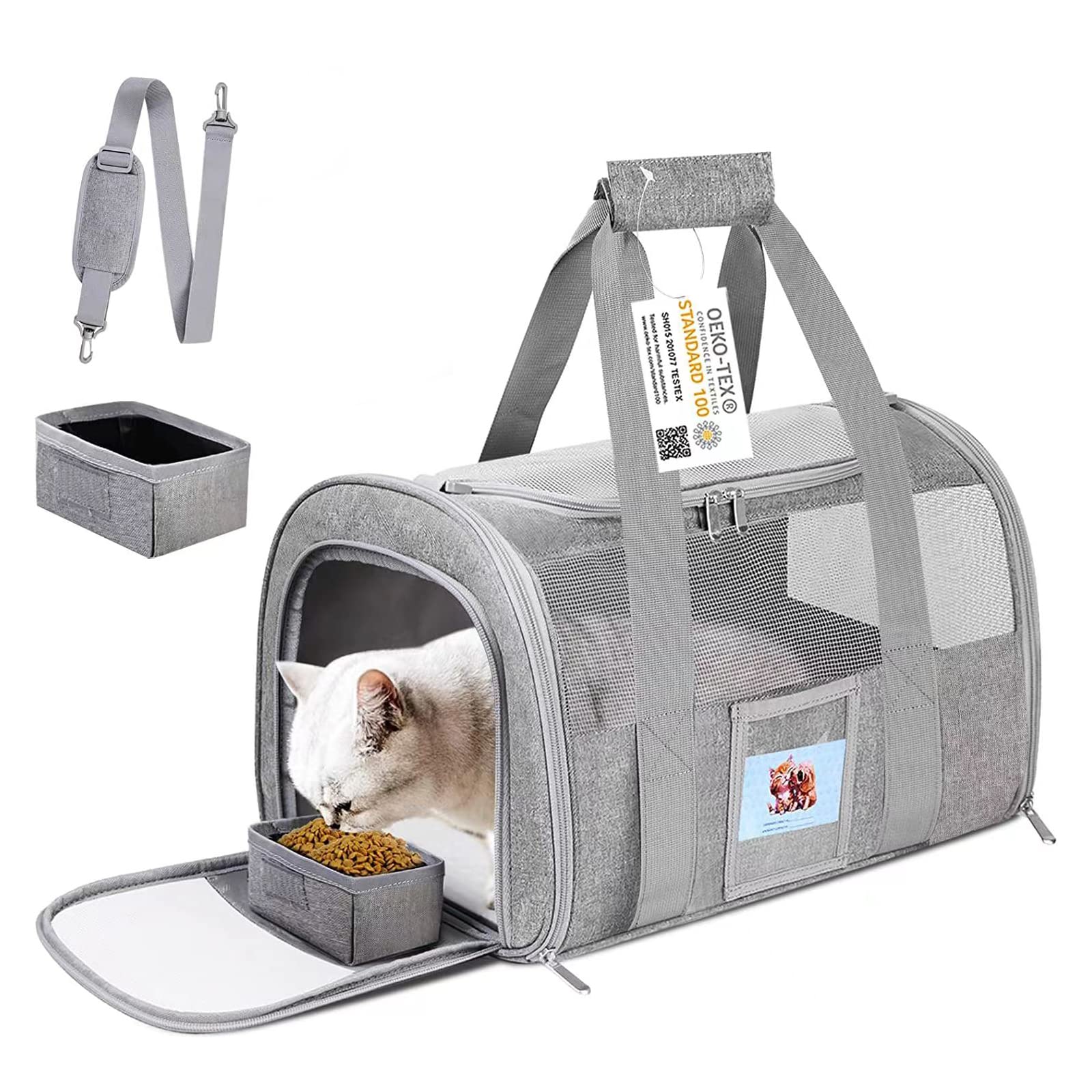 Seclato 20'' Large Soft Sided Cat Carrier Pet Carrier For Cats Dogs Under 25 Lbs, Folding Dog Carrier Cat Carrier For 2 Cats Tra