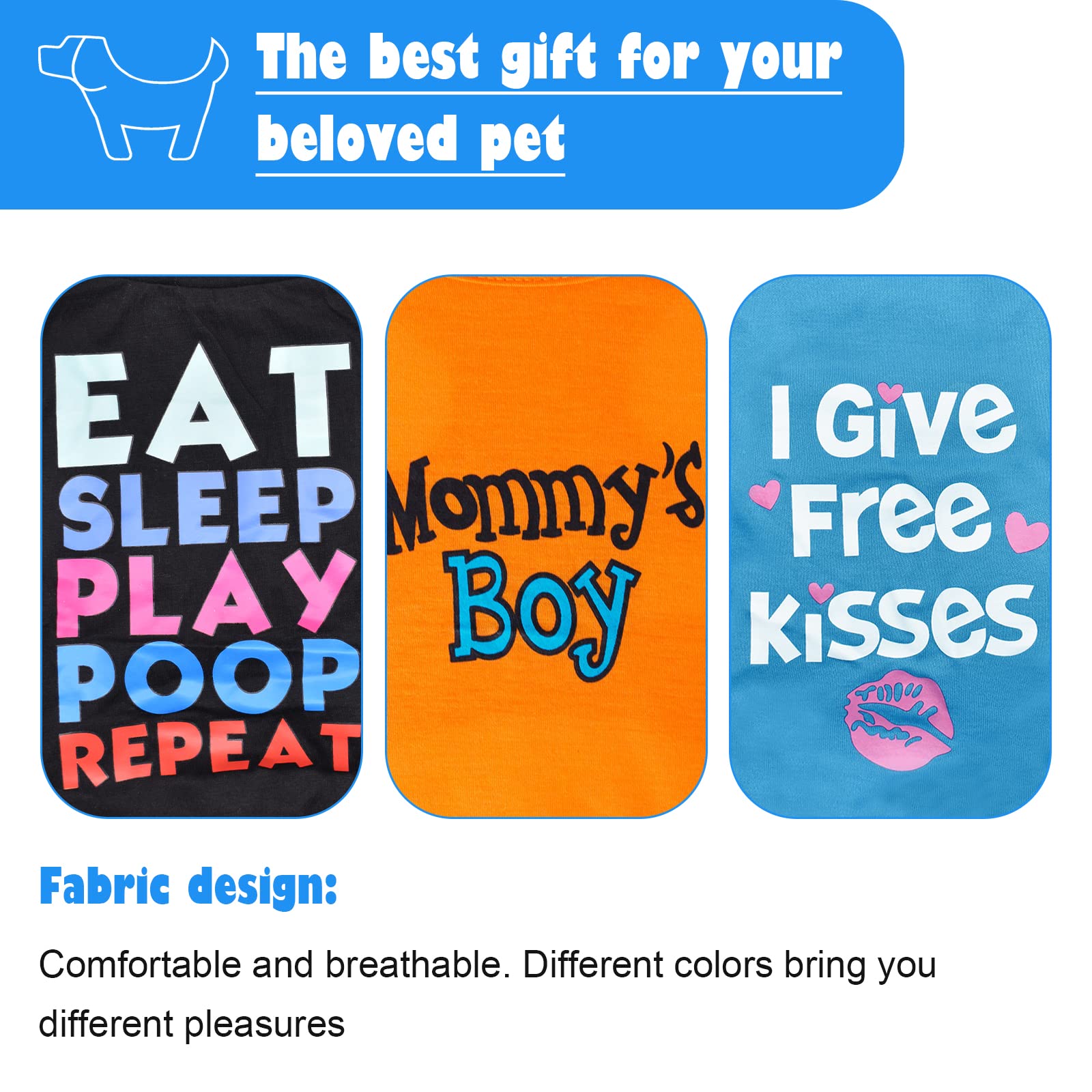 Katolk 6 Pack Dog Clothes For Small Dogs Boy And Girl, Soft And Breathable Puppy Kitten Dog Shirts With Letters For Pet Cats, Su