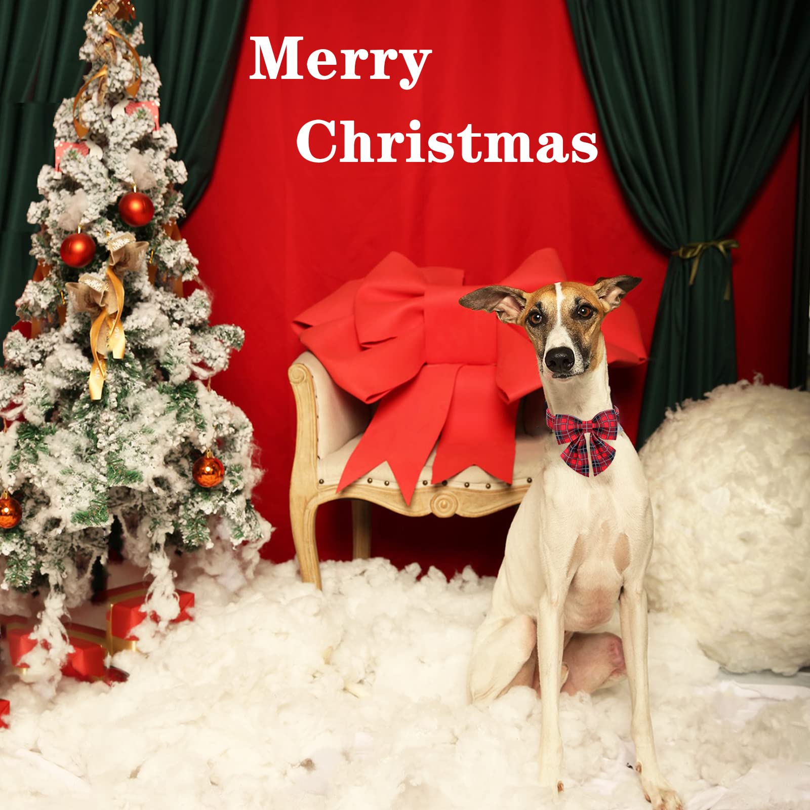 Unique Style Paws Christmas Dog Collar With Tie Red Black Grid Cotton Collar Adjustable Puppy Plaid Collar For Small Medium Large Dogs-Xs