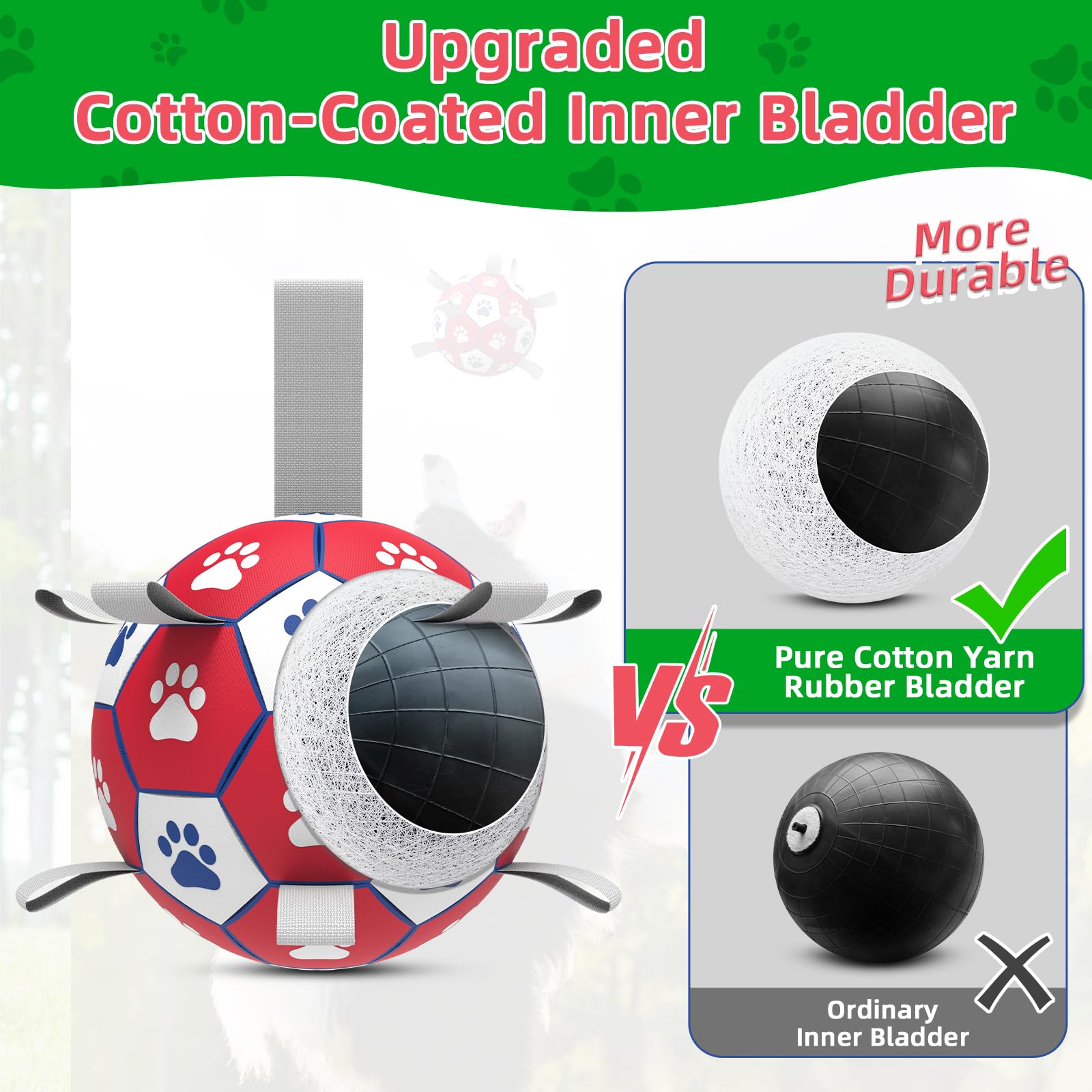Large Dog Toys Dog Soccer Ball With Straps Dog Balls For Indoor Outdoor Gift For Birthday For Extra Large Dog Interactive Dog To