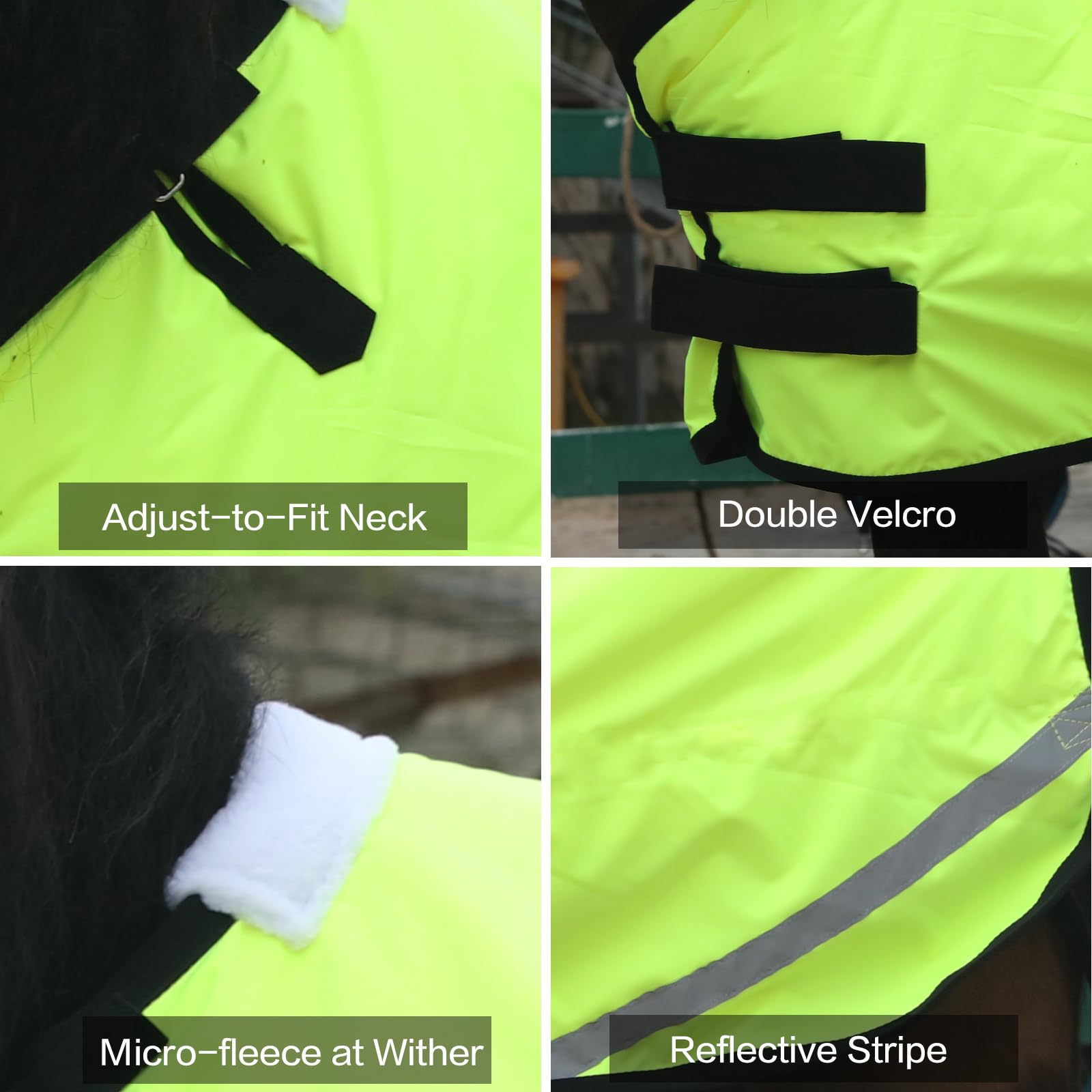 Gallopoff Foal/Mini Horse Size 30''-48'' Waterproof & Breathable 300 Denier Winter Turnout Blanket With 150G Polyfill Green Larg