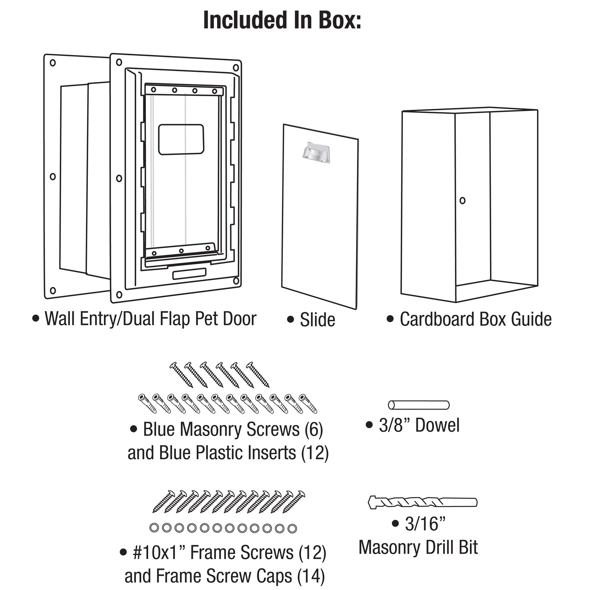 Ideal Pet Products Wall Entry Pet Door Double Flap For Walls With Built-In Telescoping Tunnel And Lock-Out Slide, Extra Large, White