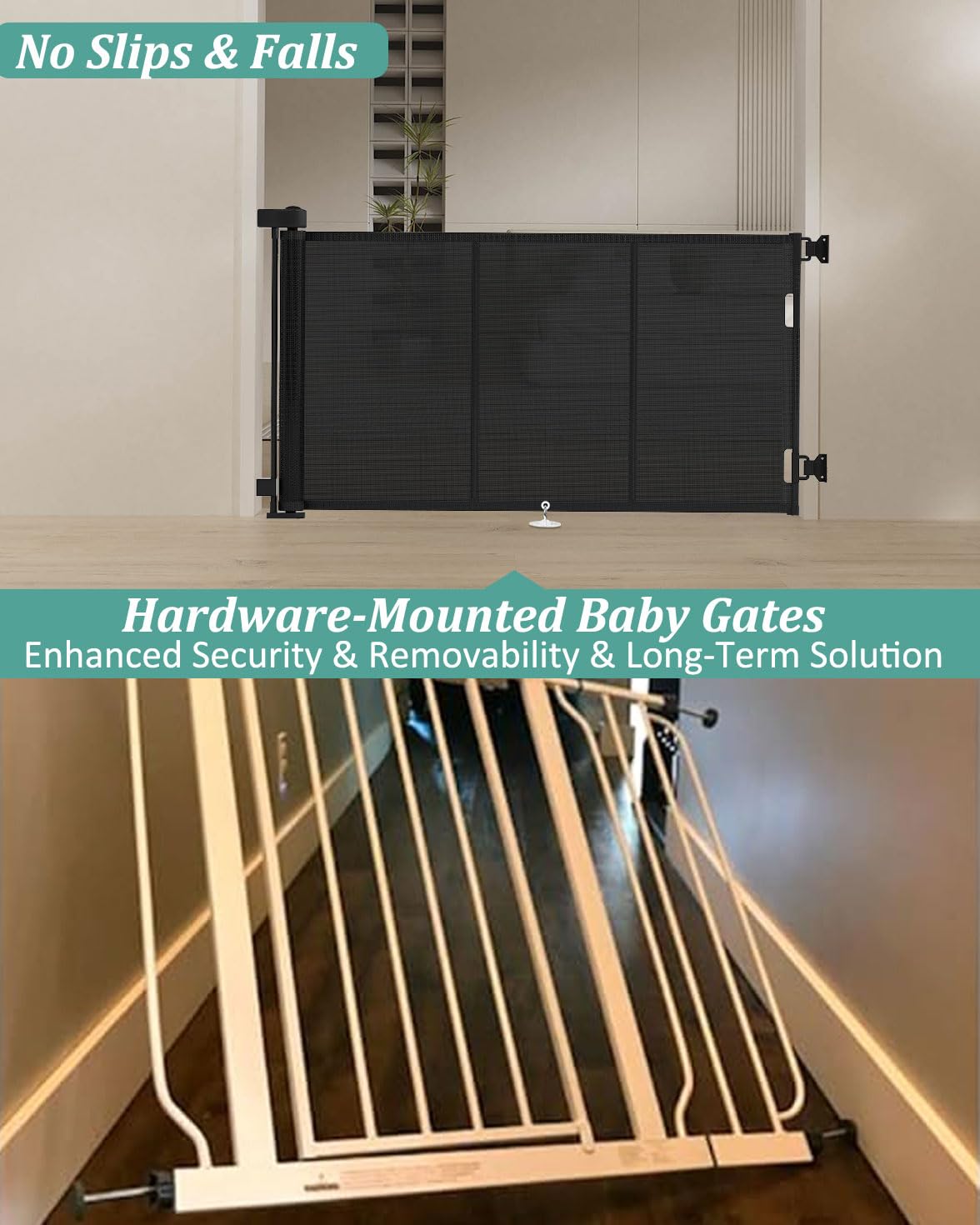 Upgrade 71' Retractable Baby Gates With Reinforced Strip Design To Prevent Crawling Through, 42' Tall Retractable Gate For Baby And Pet, 6 Ft Baby Gates For Stairs, Doorways, Hallways