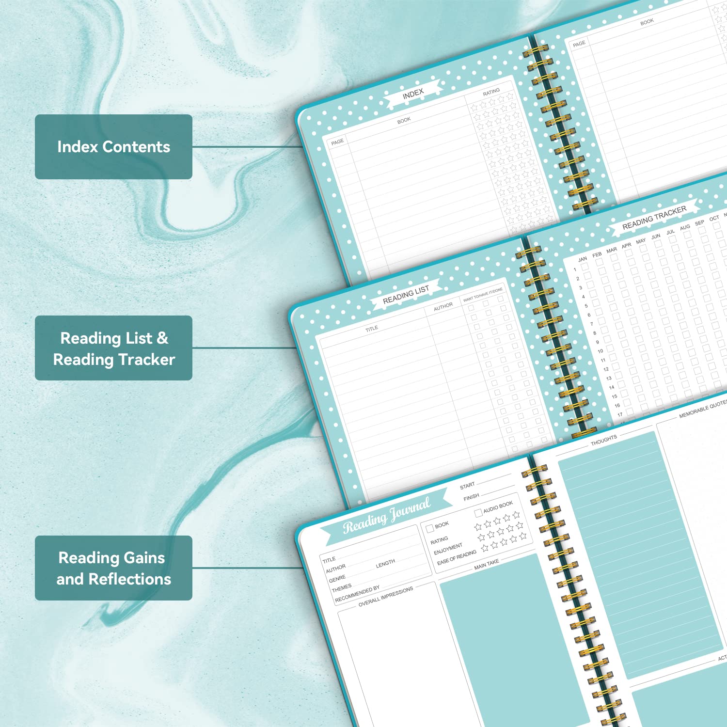 Reading Journals For Book Lovers, Book Journal Reading Log For Readers To Review And Track Your Reading, Book Club Journal And P