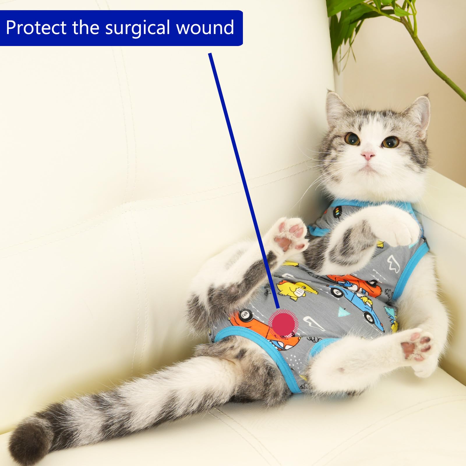 Kzrfojy Cat Surgery Recovery Suit Professional For Surgical Abdominal Wound Or Skin Diseases E-Collar Alternative For Cats After