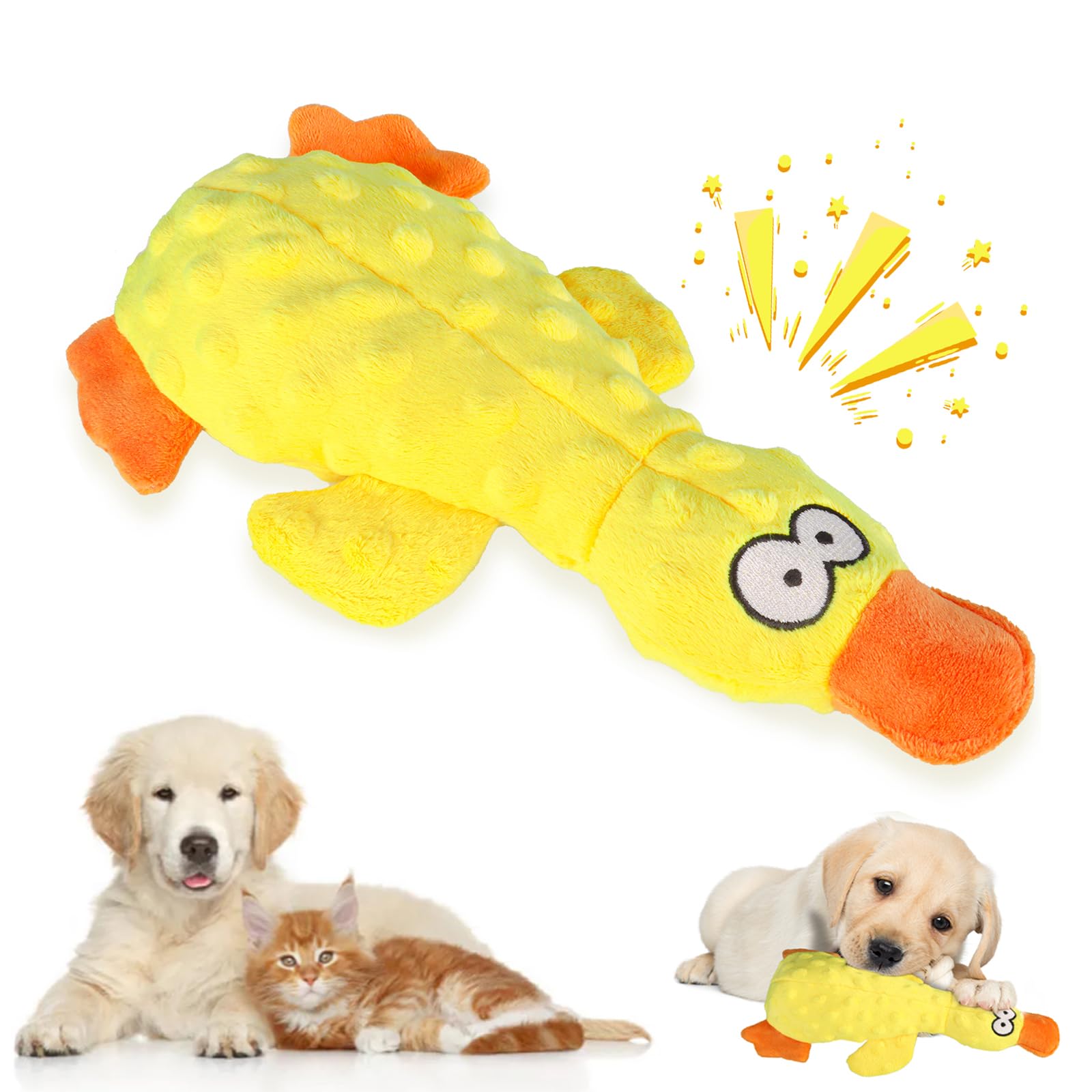 Vingtank Calming Duck Toy for Dogs, 2025 New Yellow Duck Dog Toy, Quacking Ducks Toy for Dog Durable Emotional Support Plush Toy