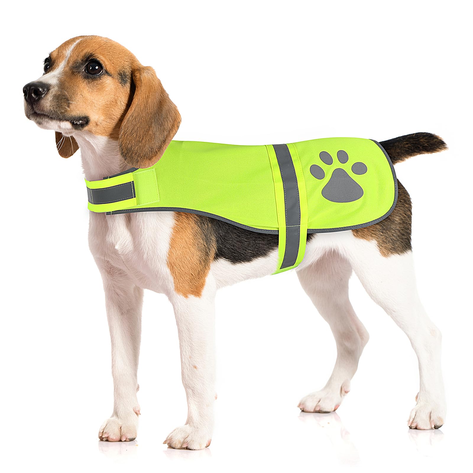 Candofly Reflective Dog Vest, High Visibility Safety Pet Hunting Vest Lightweight Dog Jacket For Night Walking Camping (Neon Gre