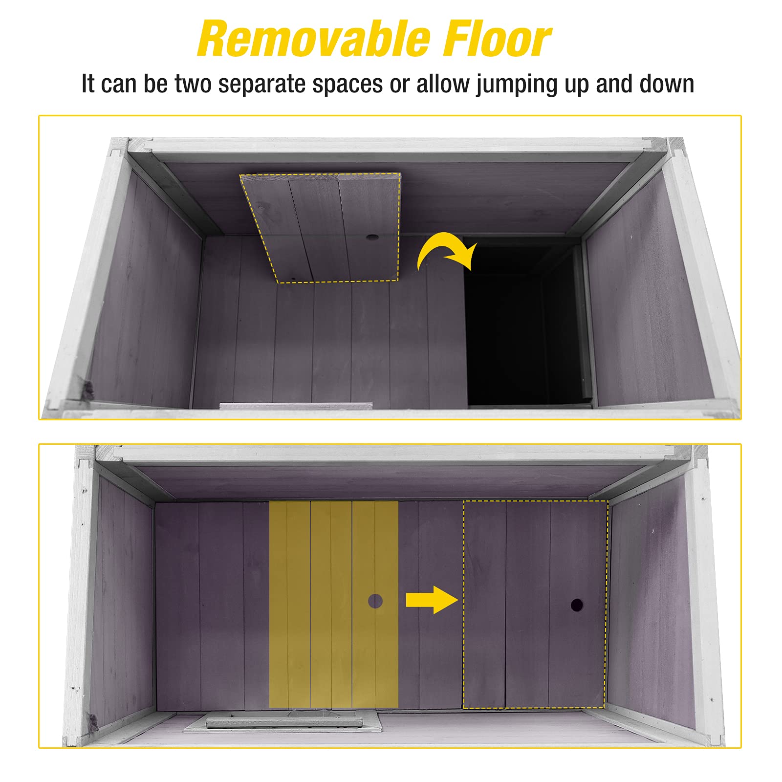 Aivituvin 2 Story Cat House Enclosure With Large Balcony, Indoor Cat Condo Outdoor Cat Shelter, Wooden Kitty Home With Pvc Door Strip
