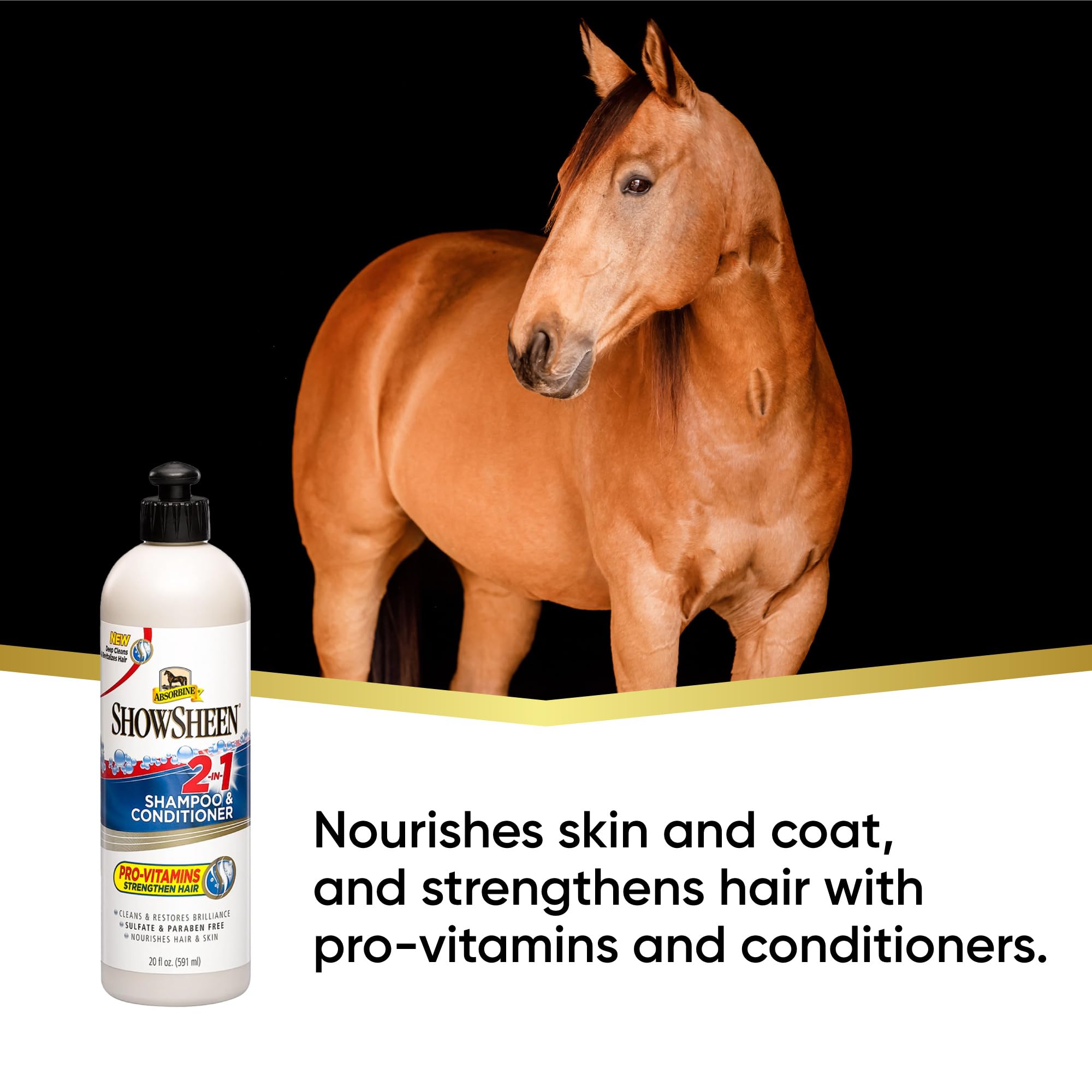 Absorbine Showsheen 2-In-1 Shampoo & Conditioner, Sulfate And Paraben-Free, 20Oz
