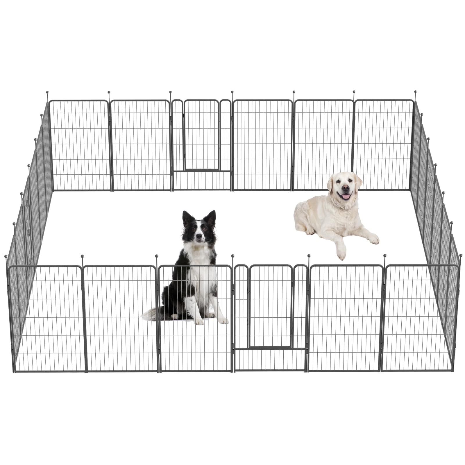 Dog Playpen,32/40/45 Inch Height In Heavy Duty, Folding Indoor Outdoor Anti-Rust Dog Exercise Fence, Portable Pet Playpen With D