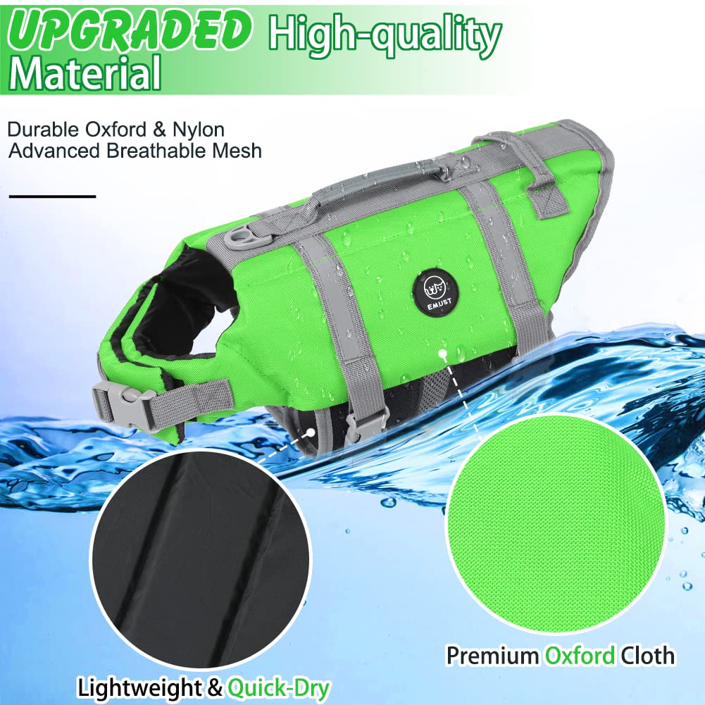 Emust Dog Life Vests, Adjustable Dog Life Jacket With Rescue Handle, Dogs Flotation Vest For Small/Medium/Large Dogs, Xs, Newgre