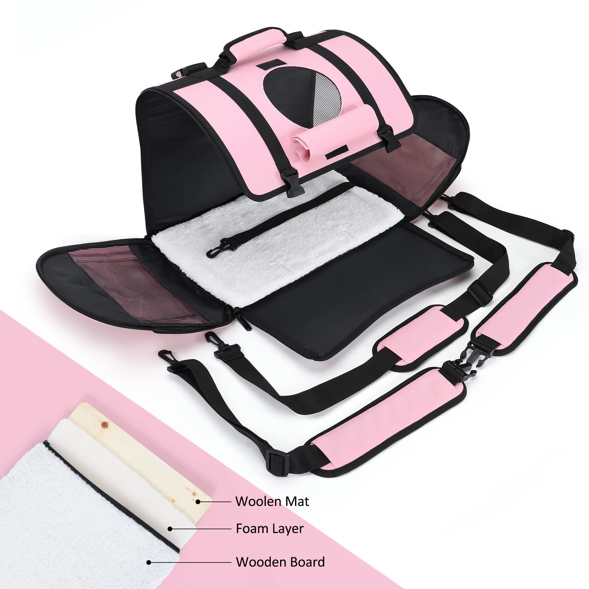 Mile High Life | Outdoor Travel Pet Carrier | Hiking Outdoor Dog Carrier Backpack | Collapsible Dog Carrier For Small Medium Dogs | Cat Crates W Breathable Mesh With Soft-Sided (Pink)