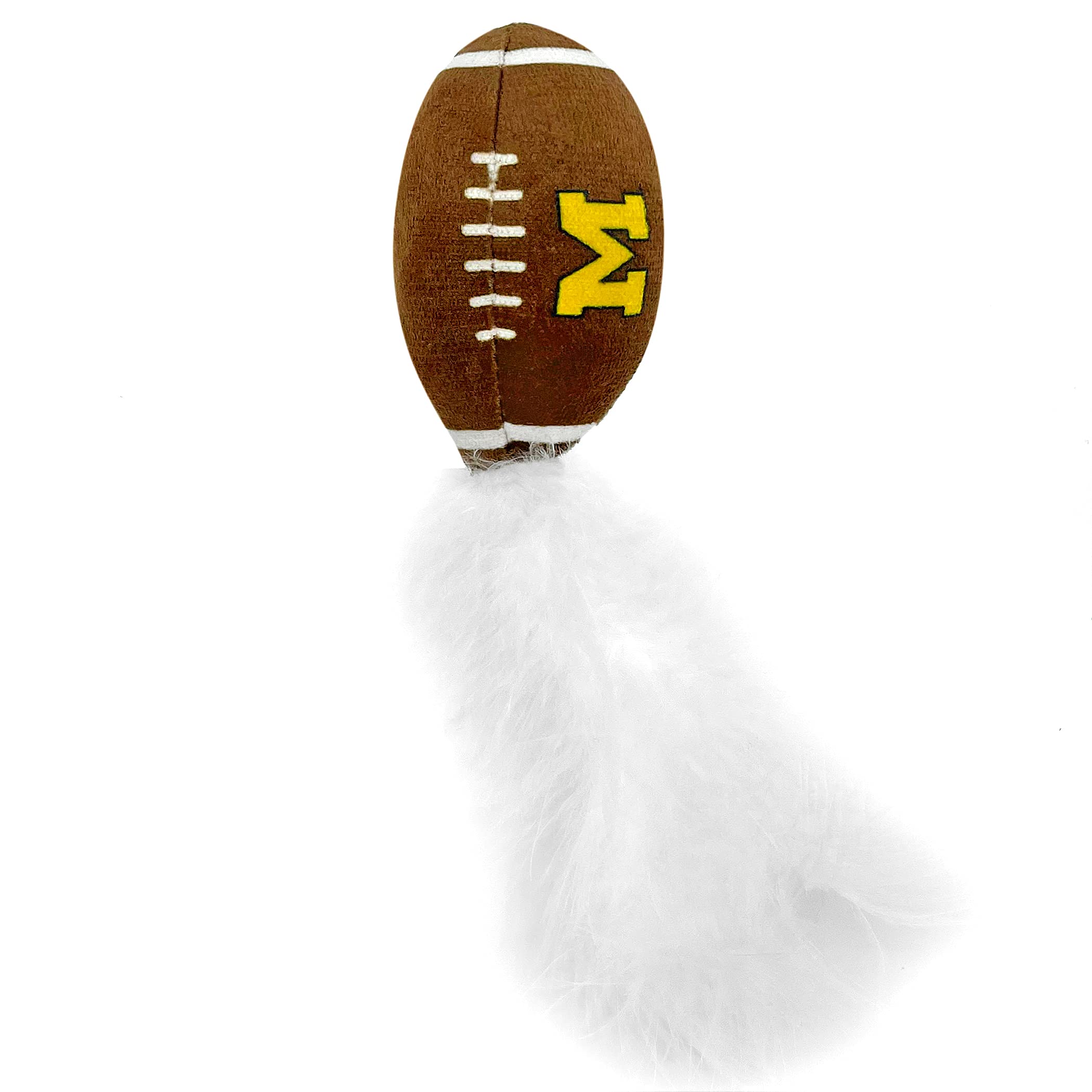 Best Plush Cat Toy Ncaa Michigan Wolverines Complete Set Of 3 Piece Cat Toys Filled With Fresh Catnip. Includes: 1 Helmet Cat Toy, 1 Football Cat Toy With Feathers & 1 Beer Bottle. Beautiful Team Logo